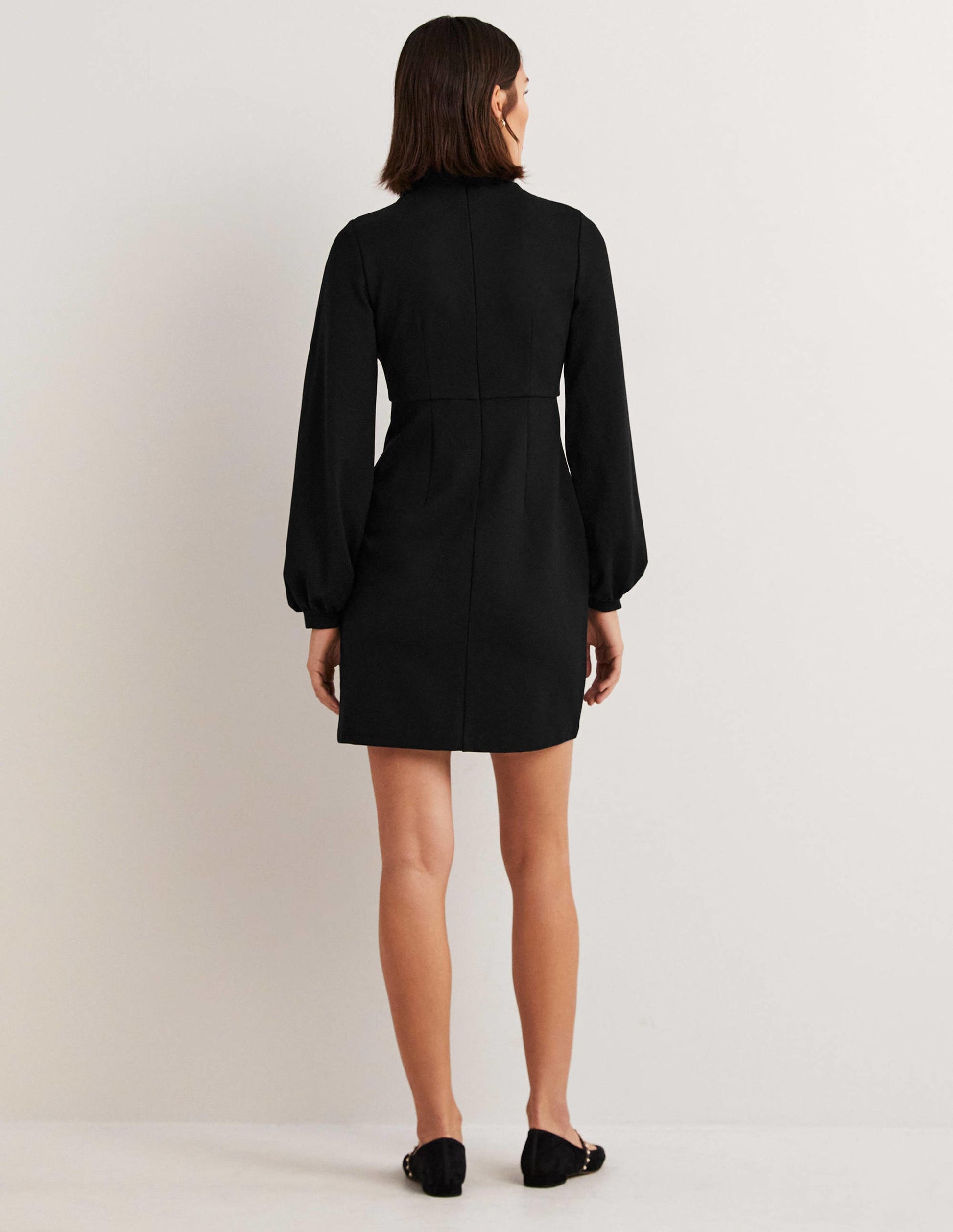 Blouson Jersey Mini Dress-Black-3