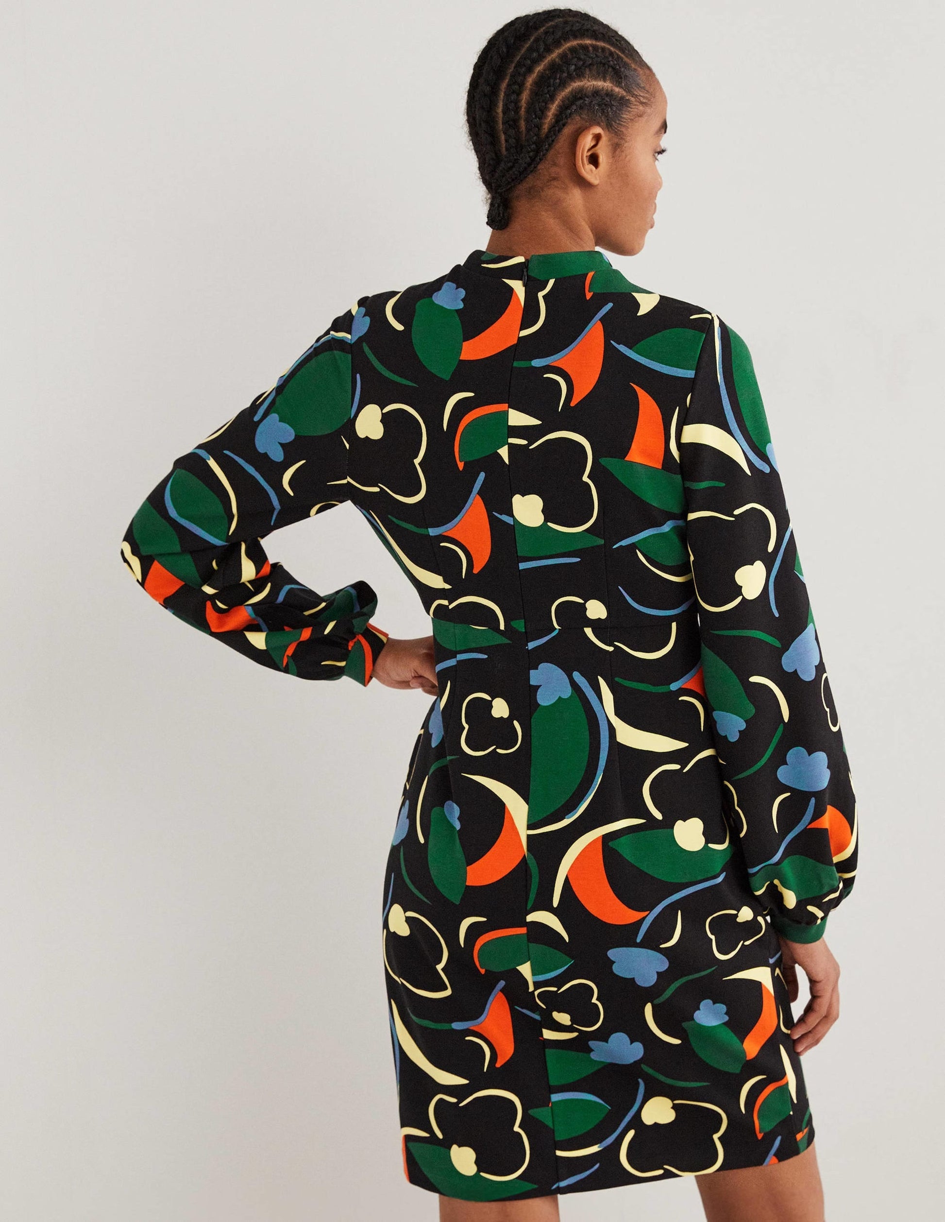Blouson Jersey Mini Dress-Multi, Abstract Whirl-3
