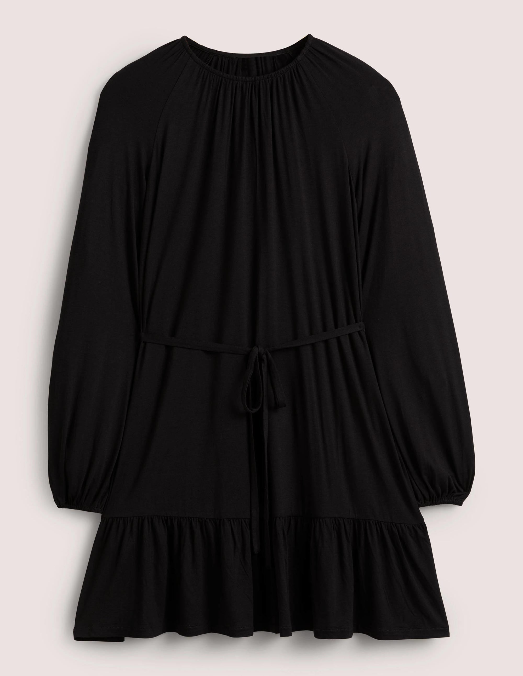 Crew Neck Jersey Mini Dress-Black - Image 5