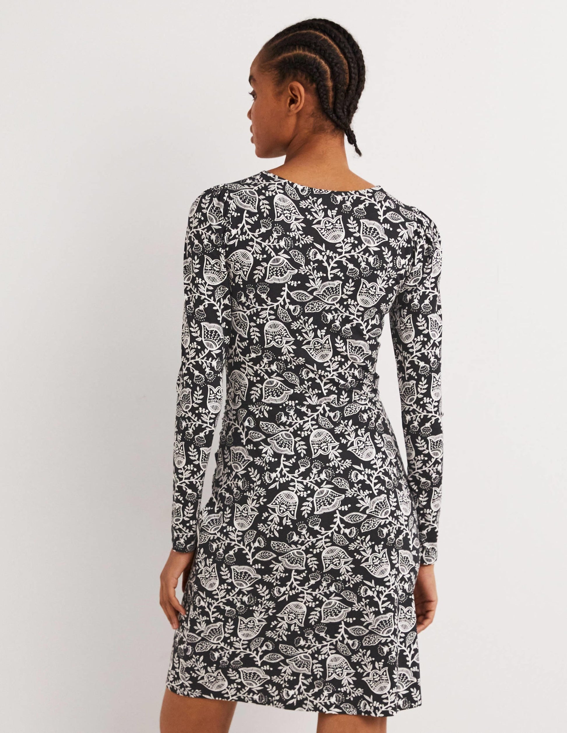 Ruched Jersey Mini Dress-Black, Tulip Vine-3