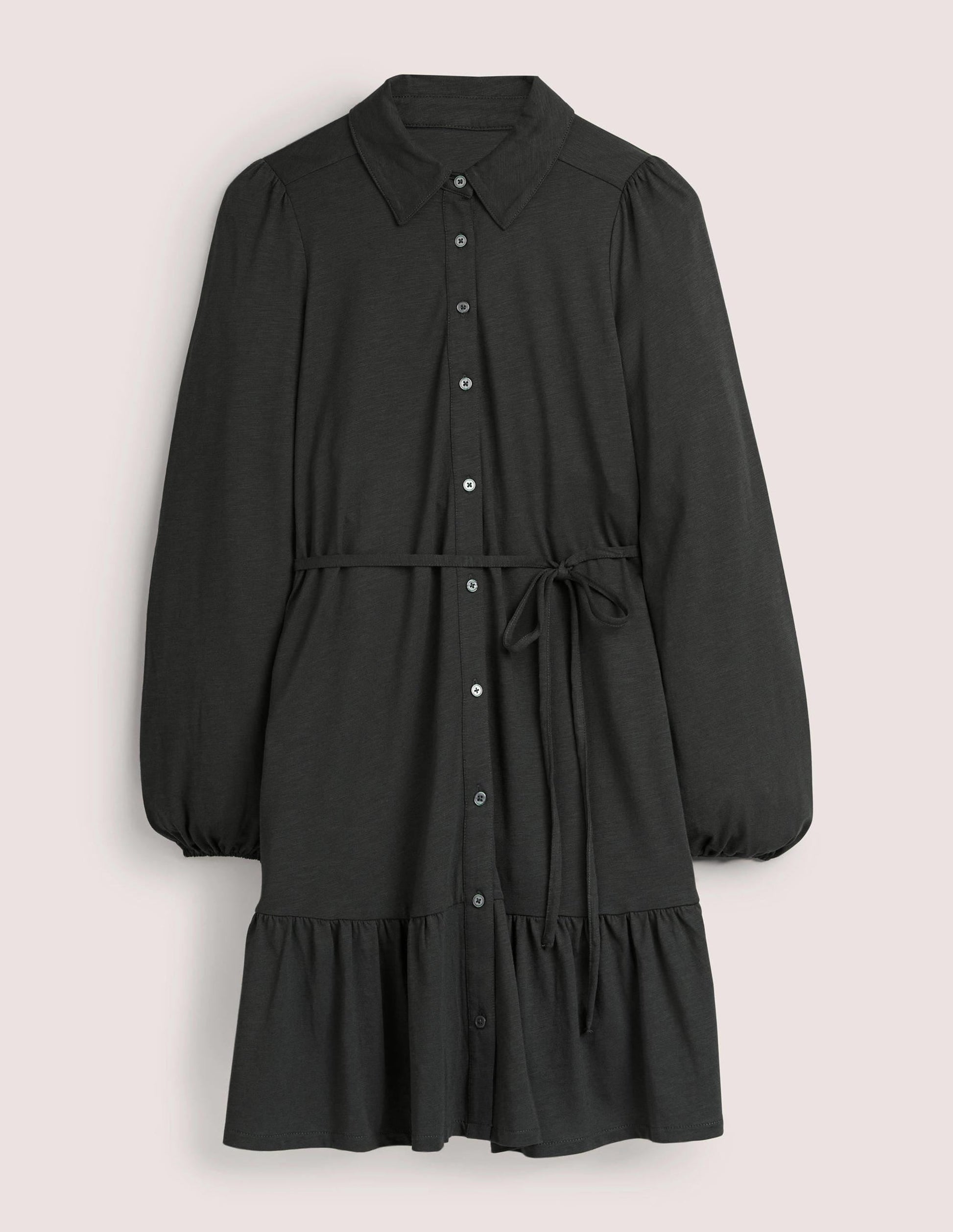 Tiered Jersey Shirt Mini Dress-Cavolo Nero-6