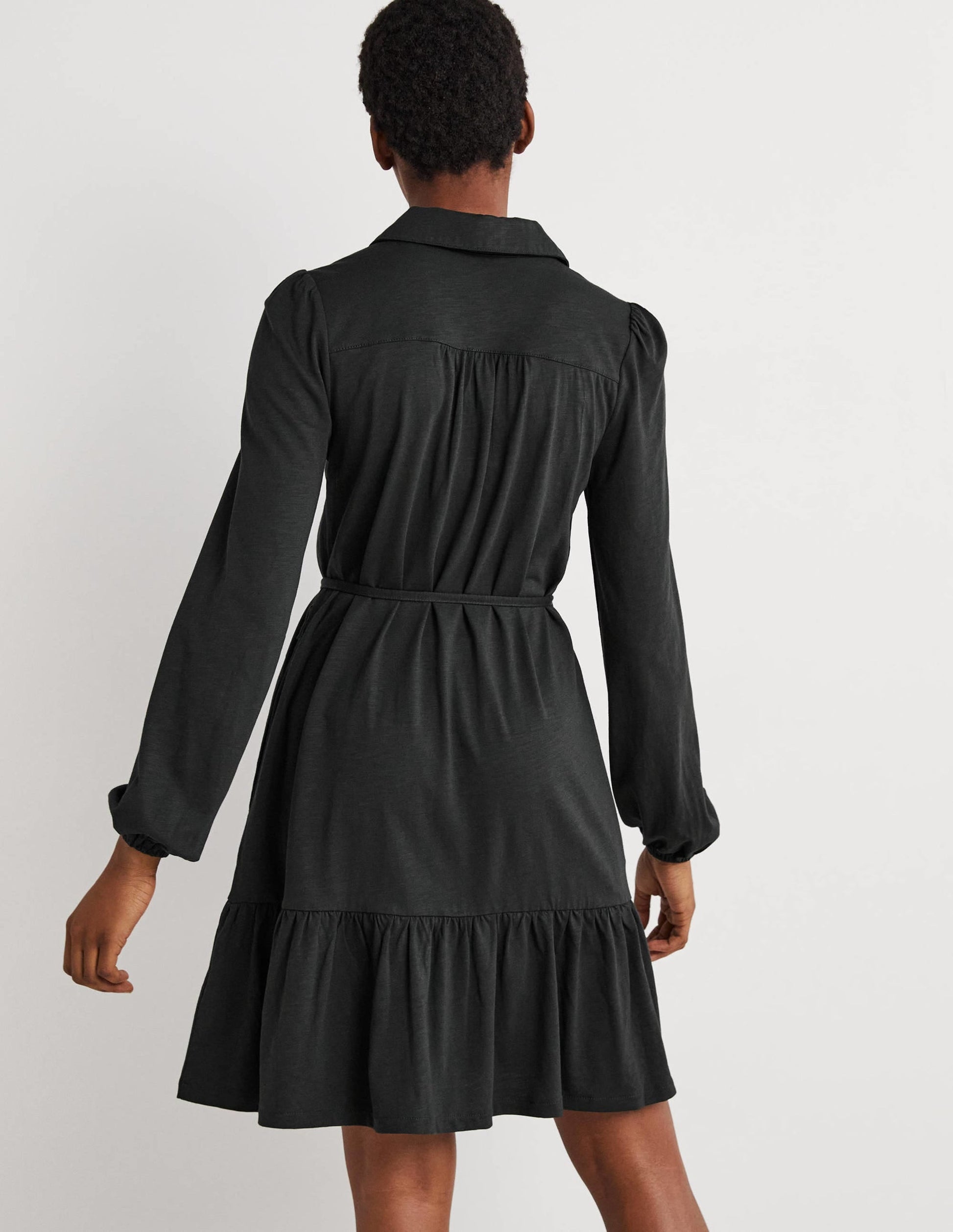 Tiered Jersey Shirt Mini Dress-Cavolo Nero-3