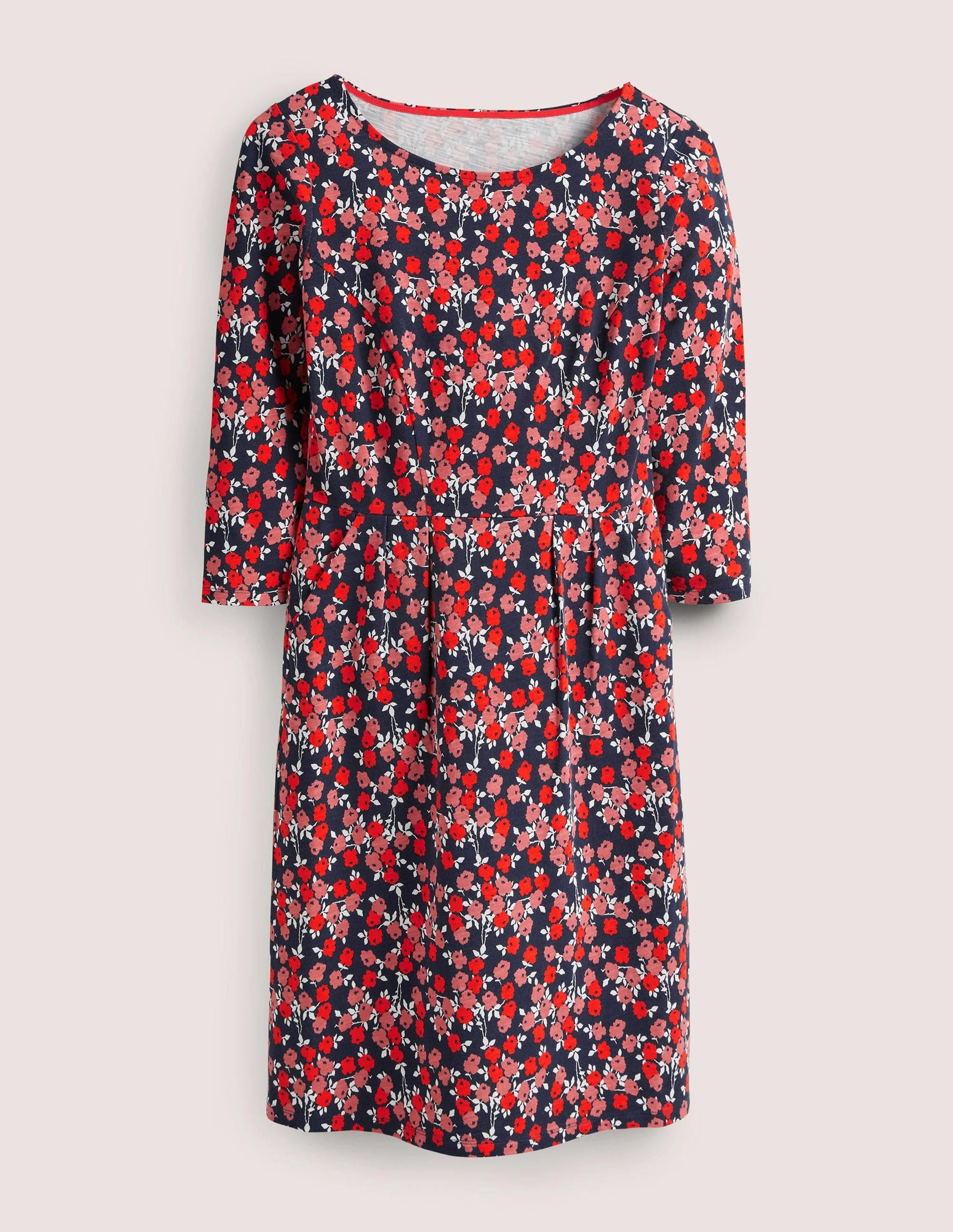 Penny Jersey Dress-Cherry Red, Abstract Sprig-5