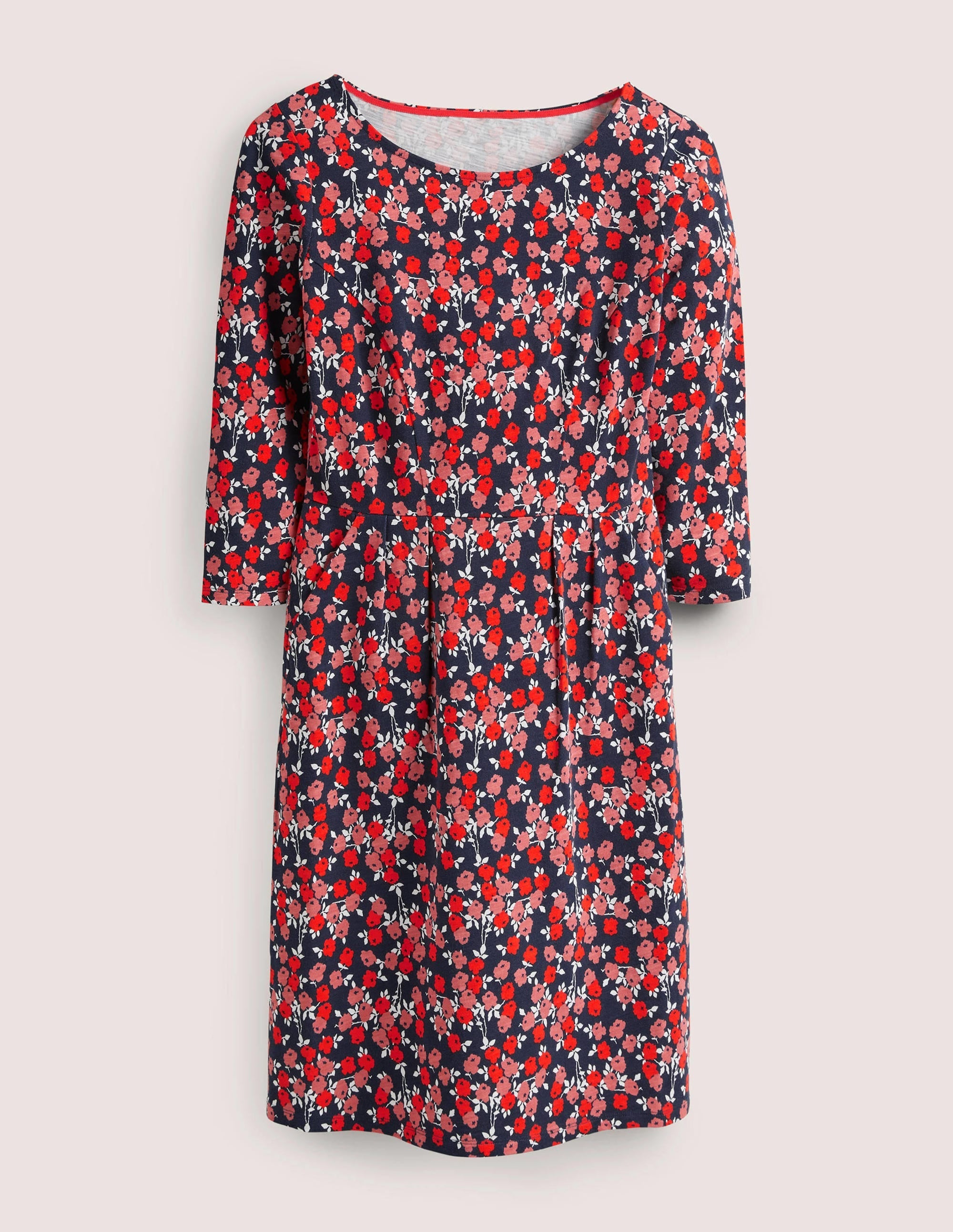 Penny Jersey Dress-Cherry Red, Abstract Sprig - Image 5