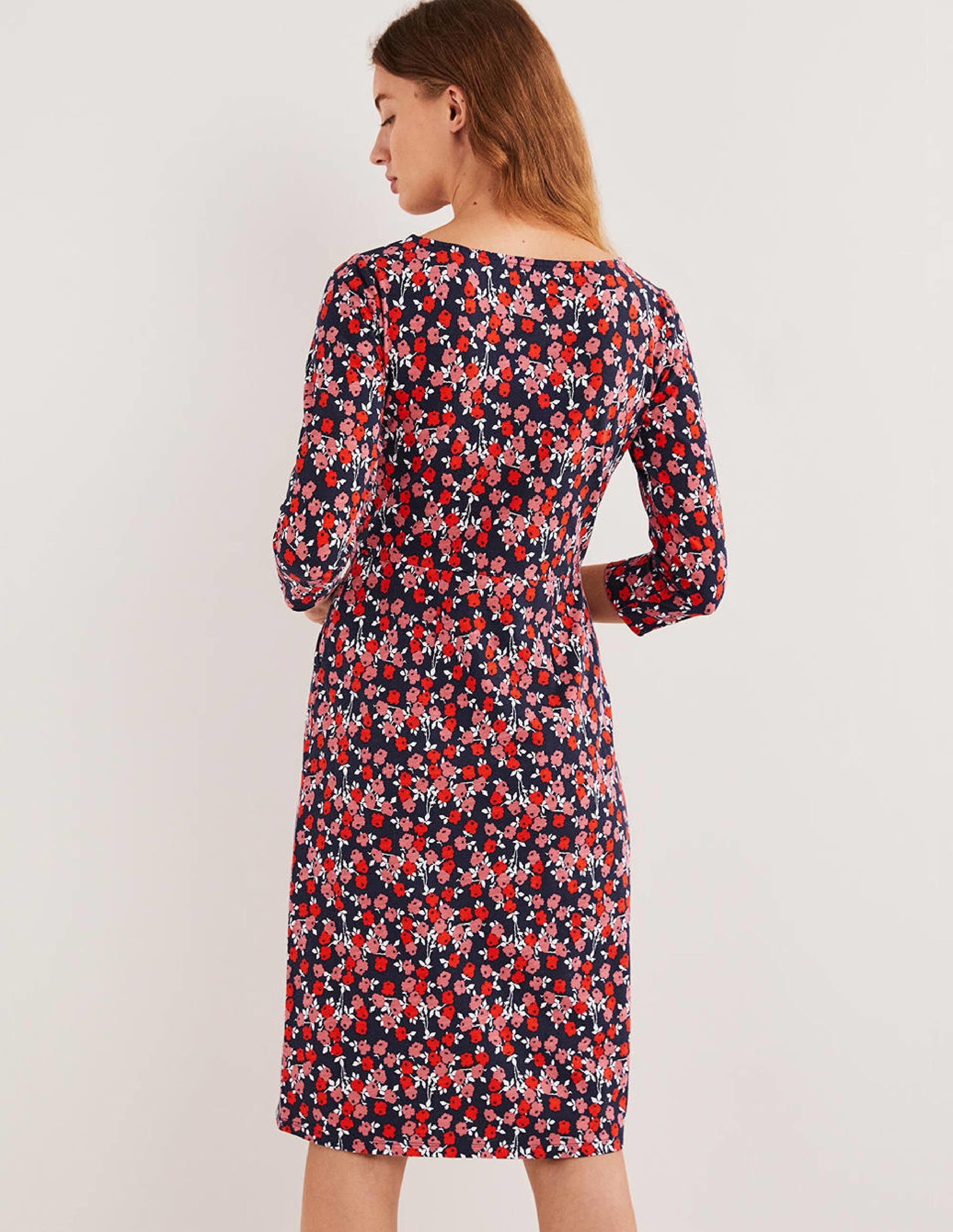 Penny Jersey Dress-Cherry Red, Abstract Sprig - Image 3