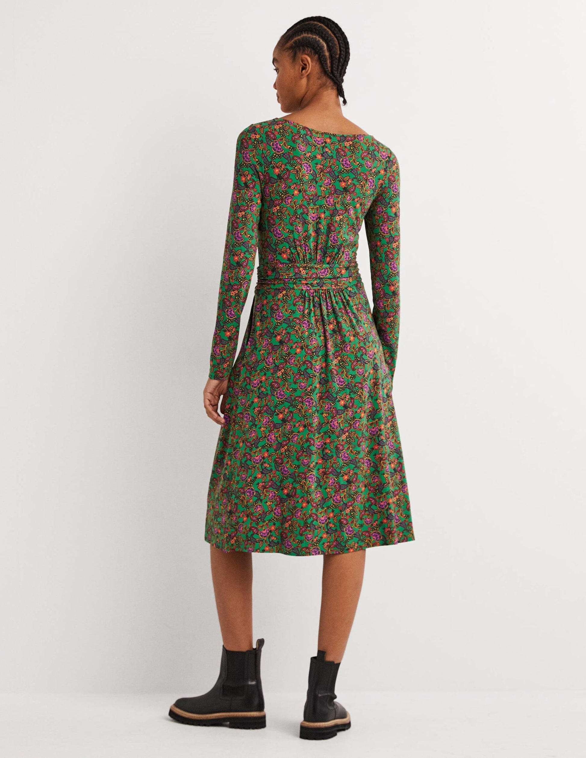 Abigail Jersey Dress-Highland Green, Exotic Floral-3