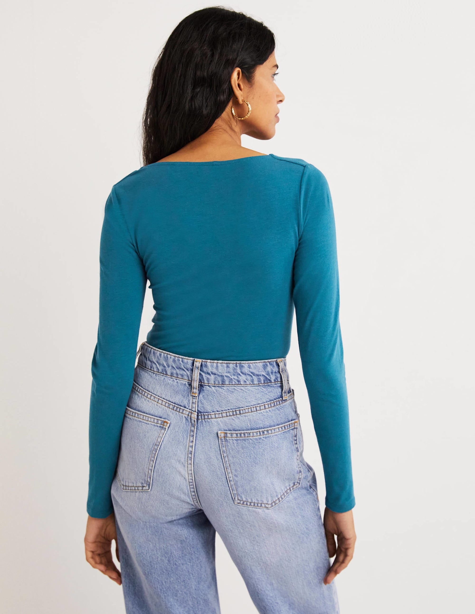 Double Layer V-neck Top-Baltic Blue - Image 3