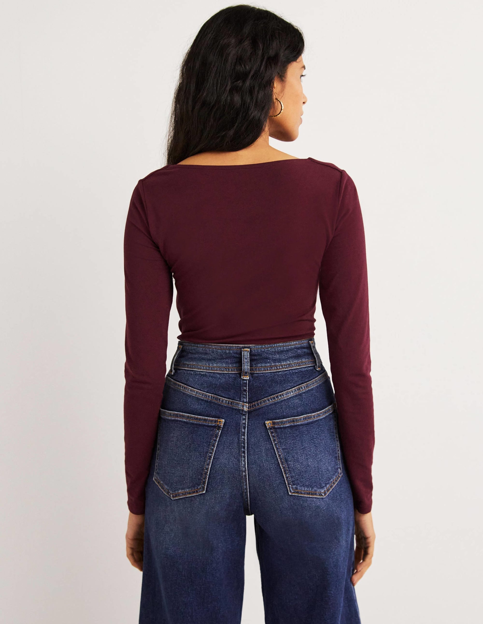 Double Layer V-neck Top-Mulled Wine Purple - Image 3