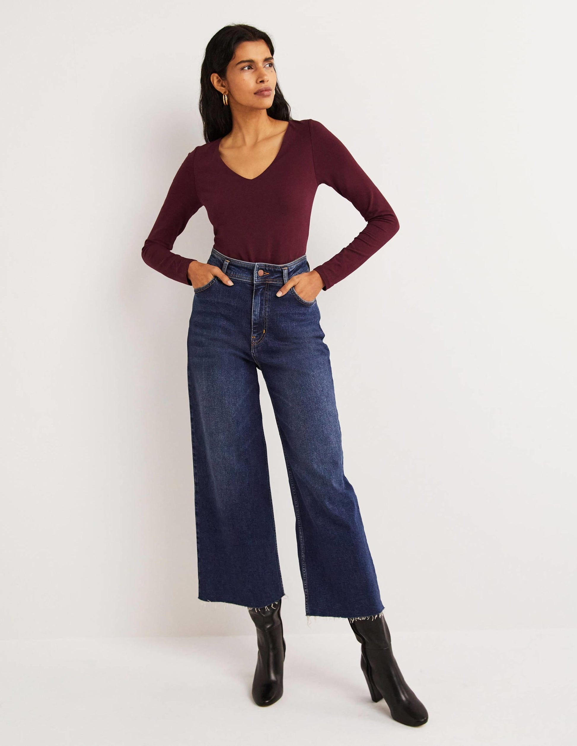 Double Layer V-neck Top-Mulled Wine Purple-4