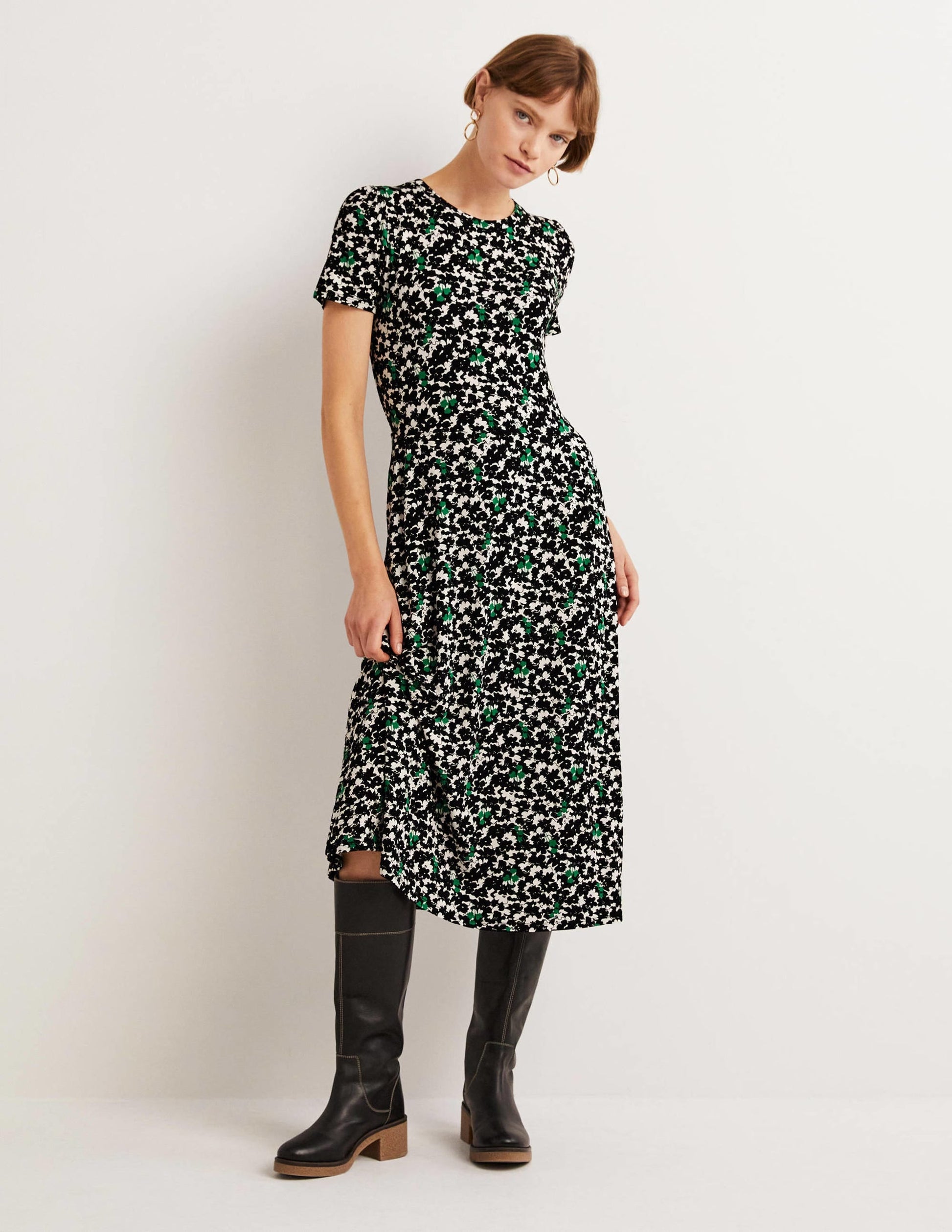 Lucinda Jersey Midi Dress-Black, Camo Floral-1