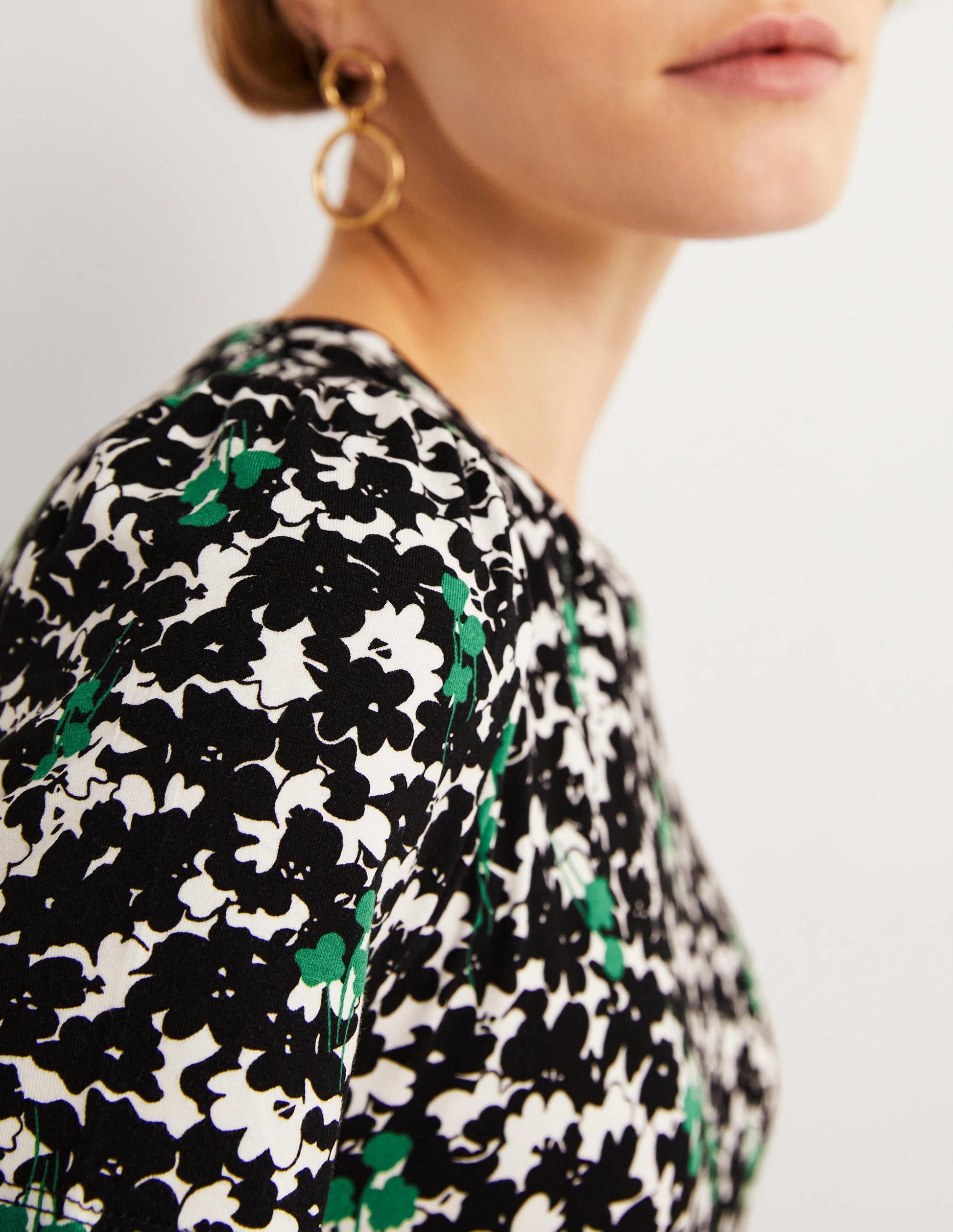 Lucinda Jersey Midi Dress-Black, Camo Floral-2