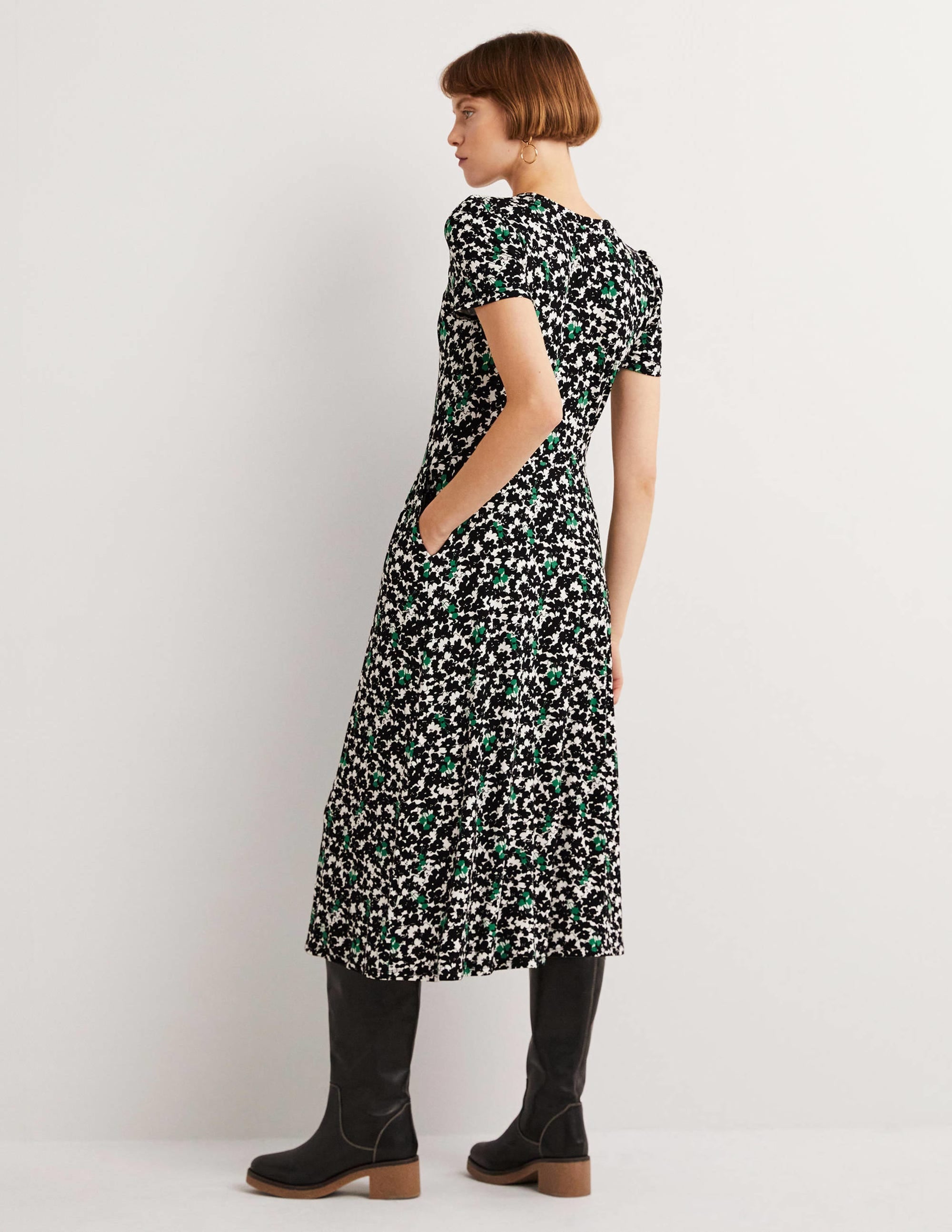 Lucinda Jersey Midi Dress-Black, Camo Floral - Image 3