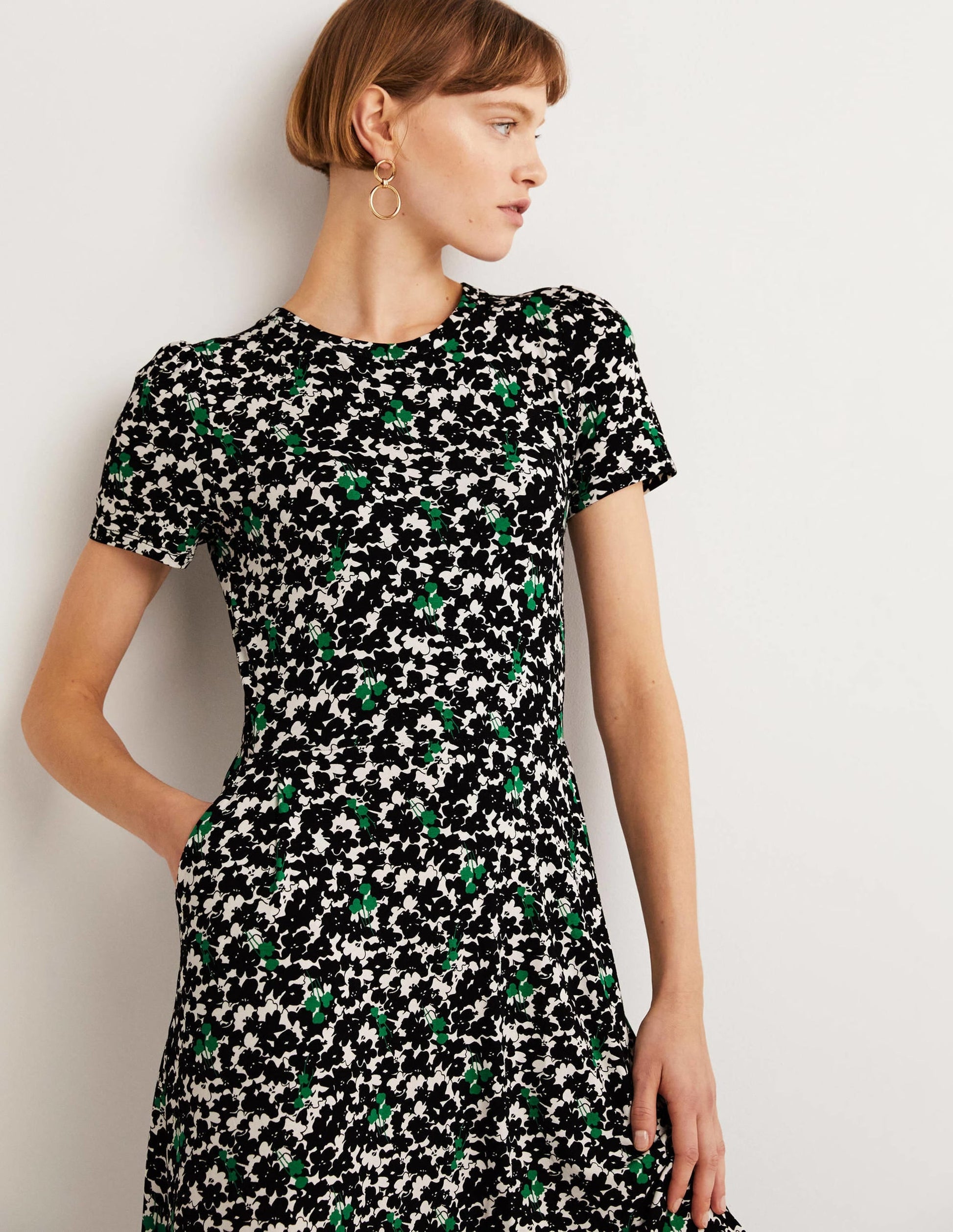 Lucinda Jersey Midi Dress-Black, Camo Floral-4