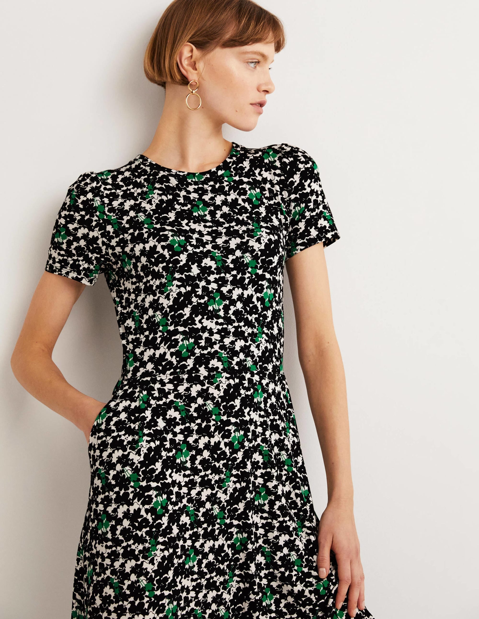 Lucinda Jersey Midi Dress-Black, Camo Floral - Image 4