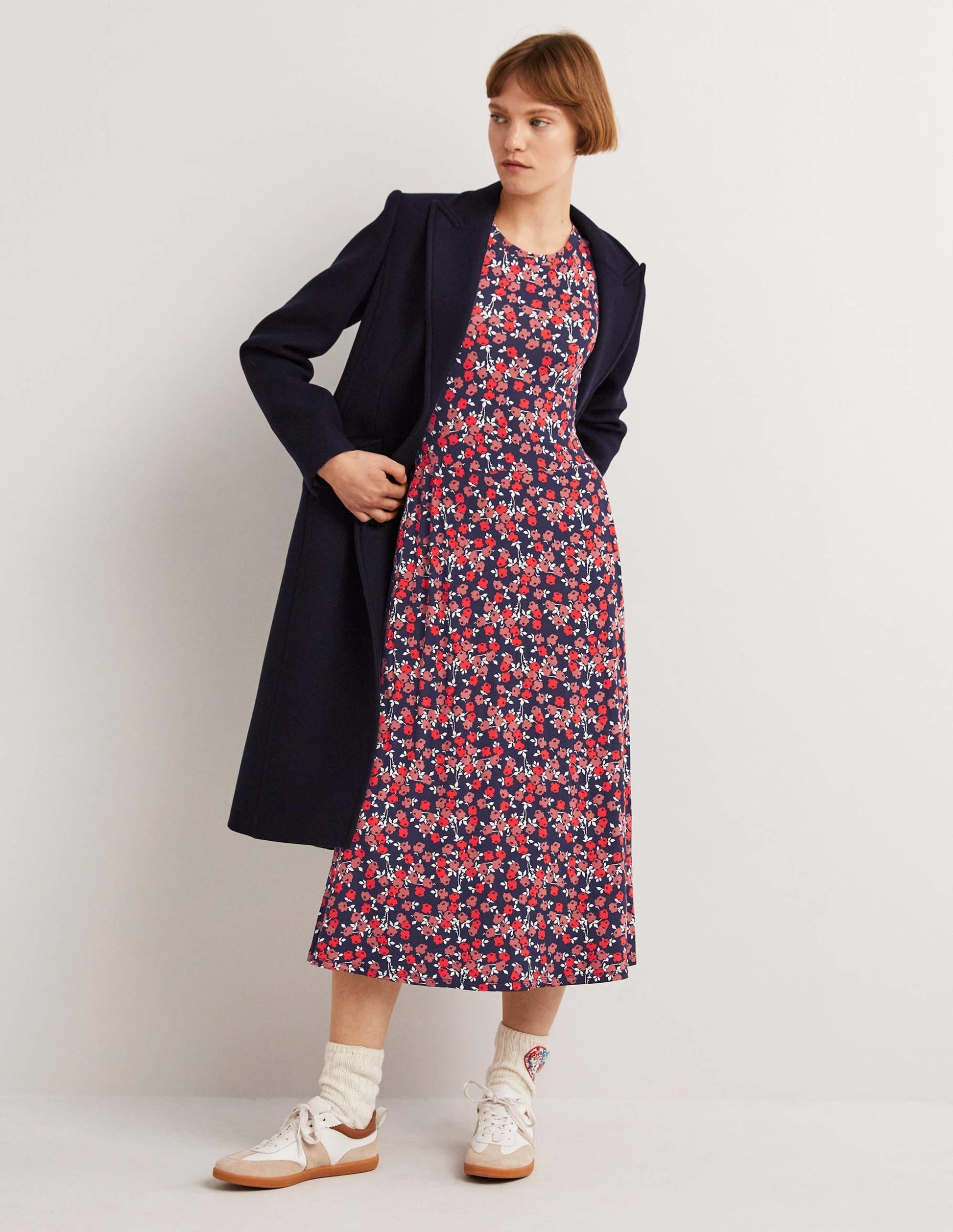 Lucinda Jersey Midi Dress-Cherry Red, Abstract Sprig-2