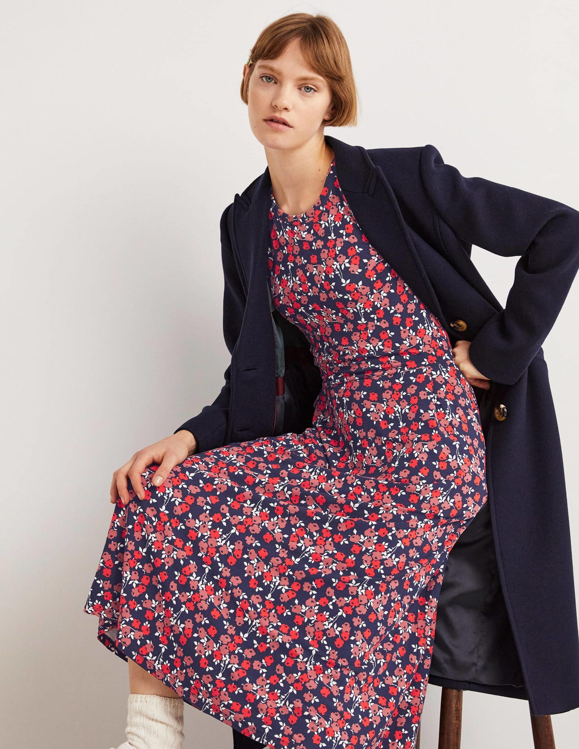 Lucinda Jersey Midi Dress-Cherry Red, Abstract Sprig-5
