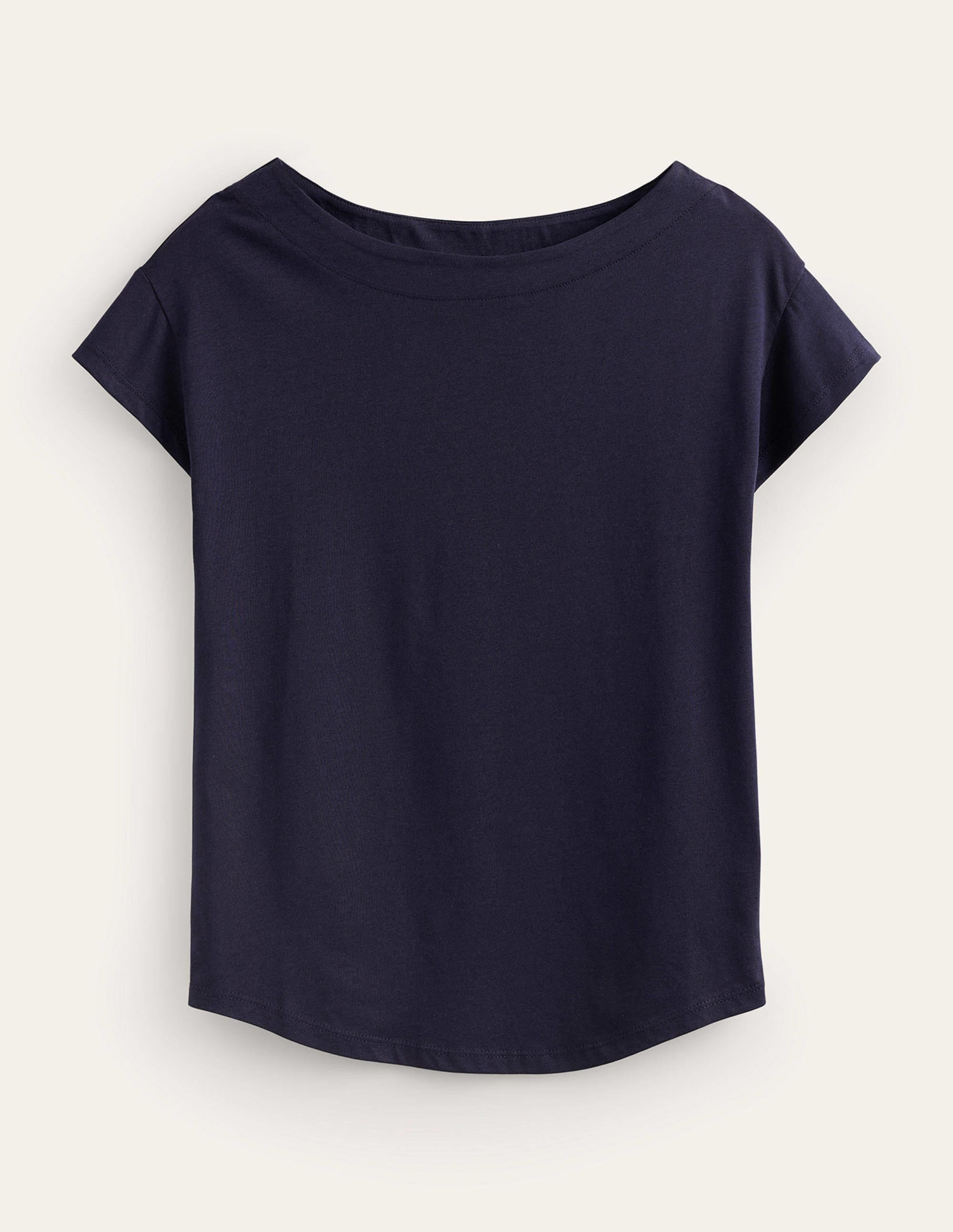 Supersoft Boat Neck T-Shirt-Navy - Image 5