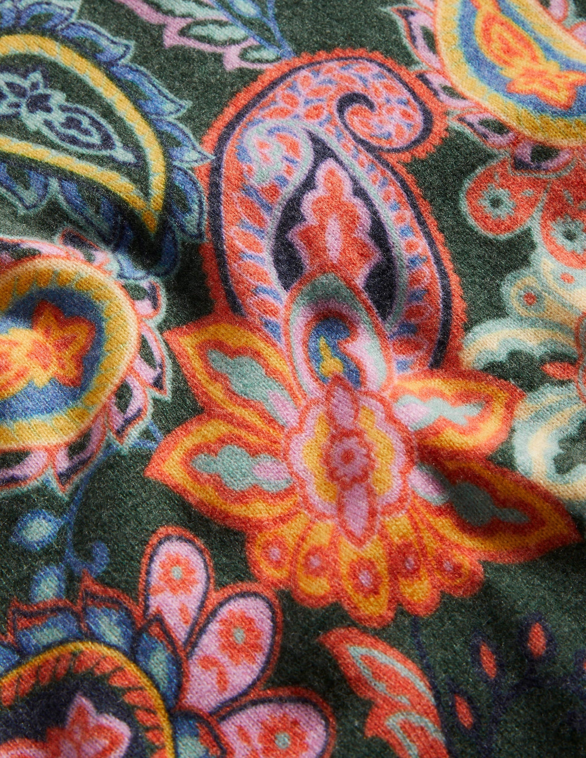 Margot Cashmere Jumper-Trekking Green, Paisley Charm-7