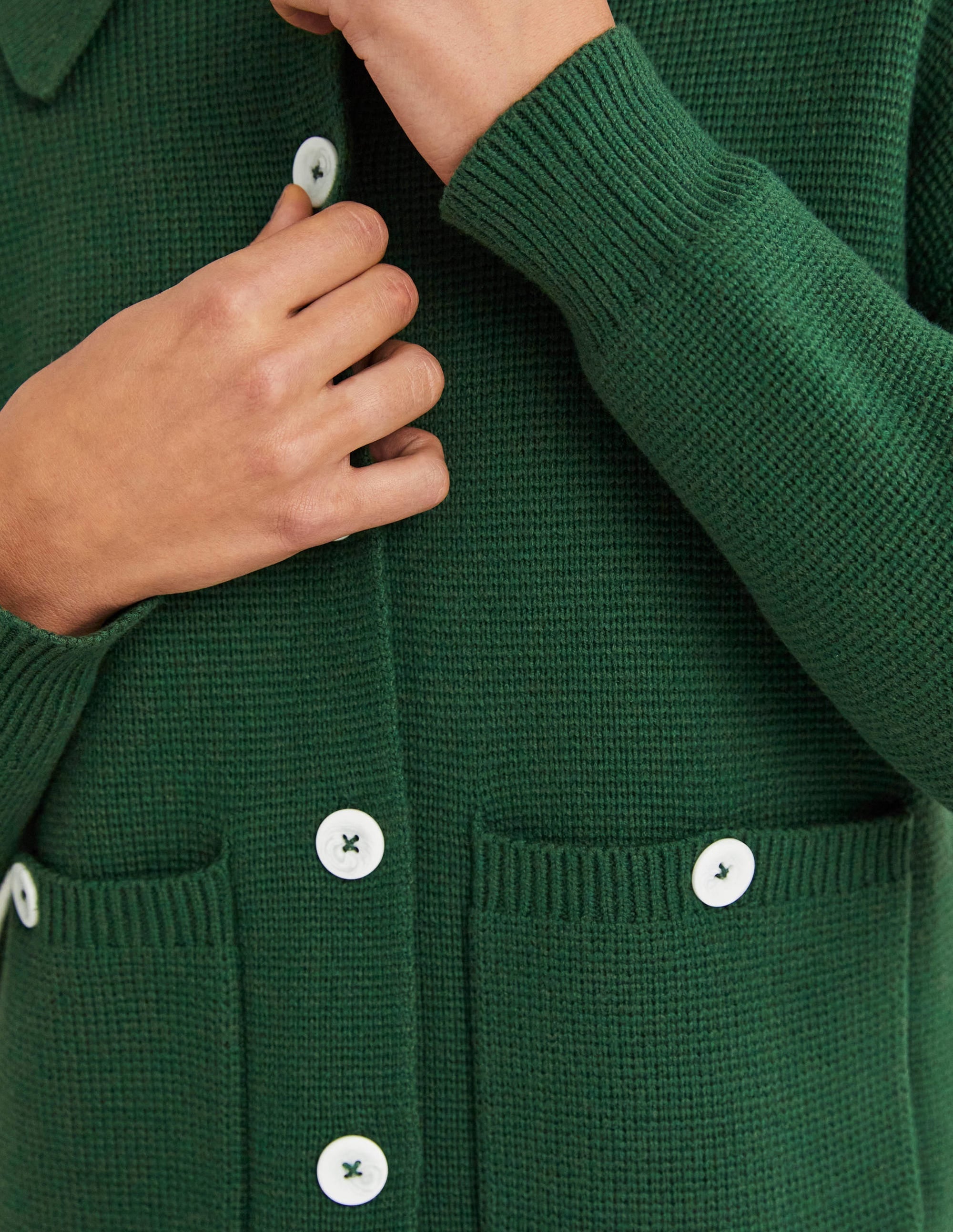 Wool Blend Cardigan-Hunter Green - Image 2