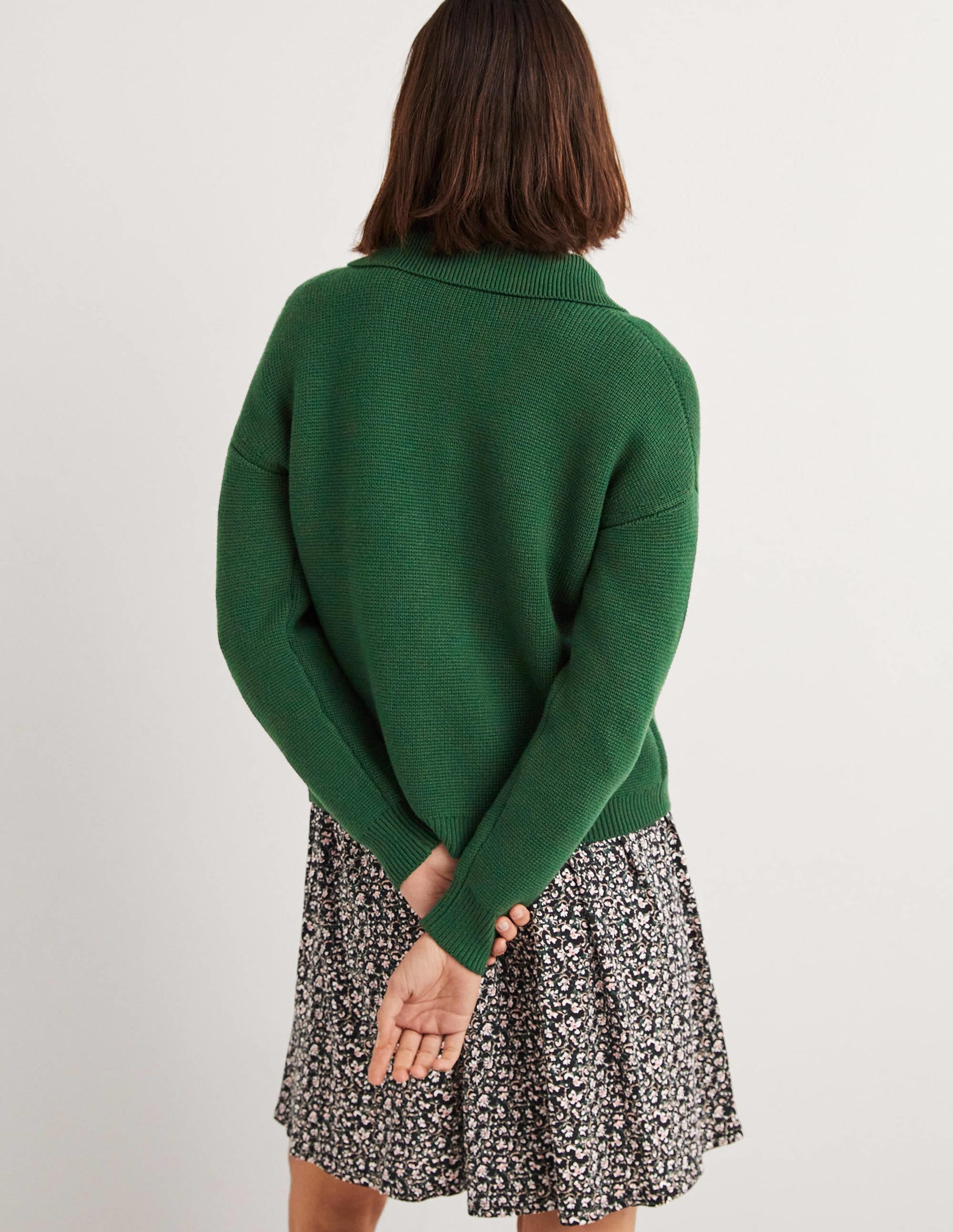 Wool Blend Cardigan-Hunter Green - Image 3