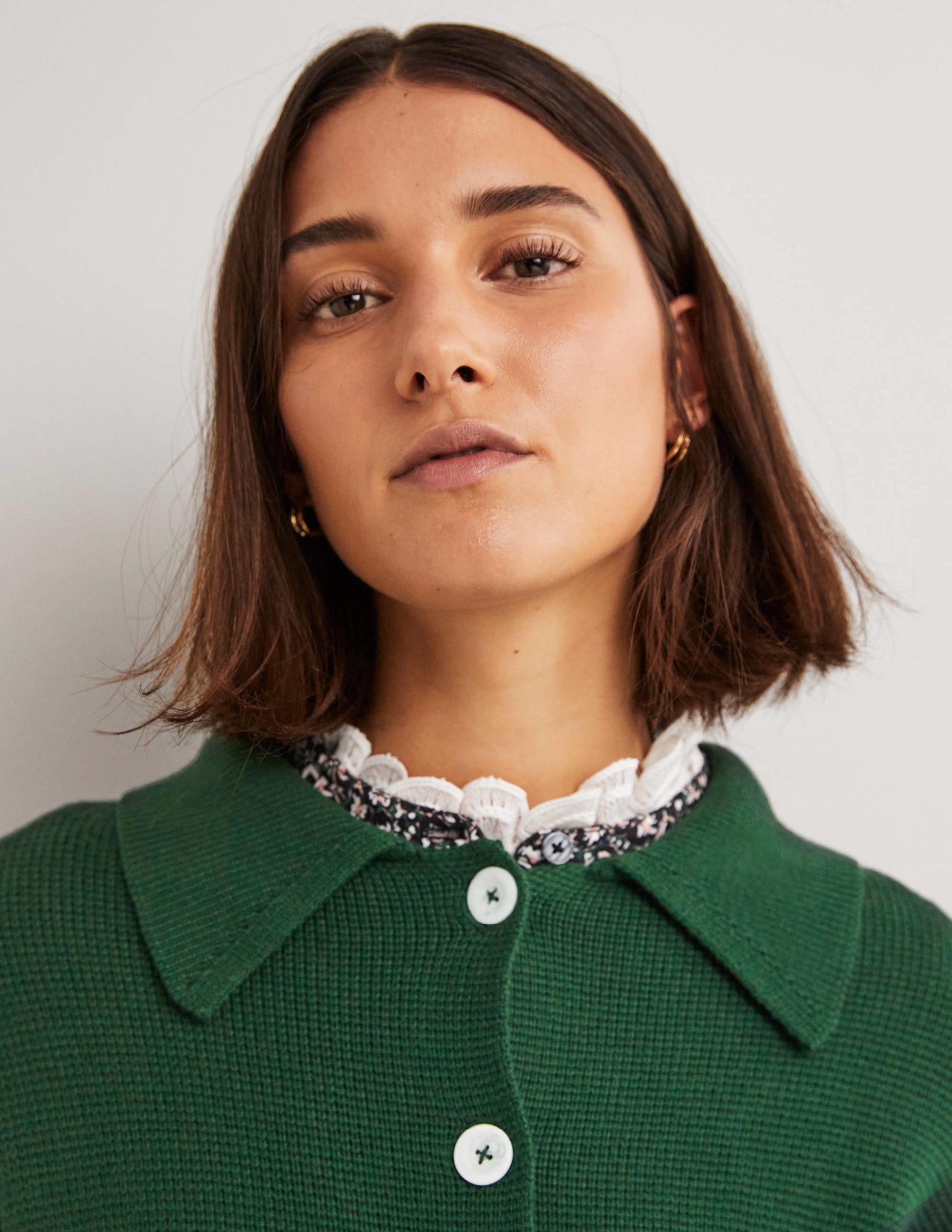 Wool Blend Cardigan-Hunter Green - Image 5