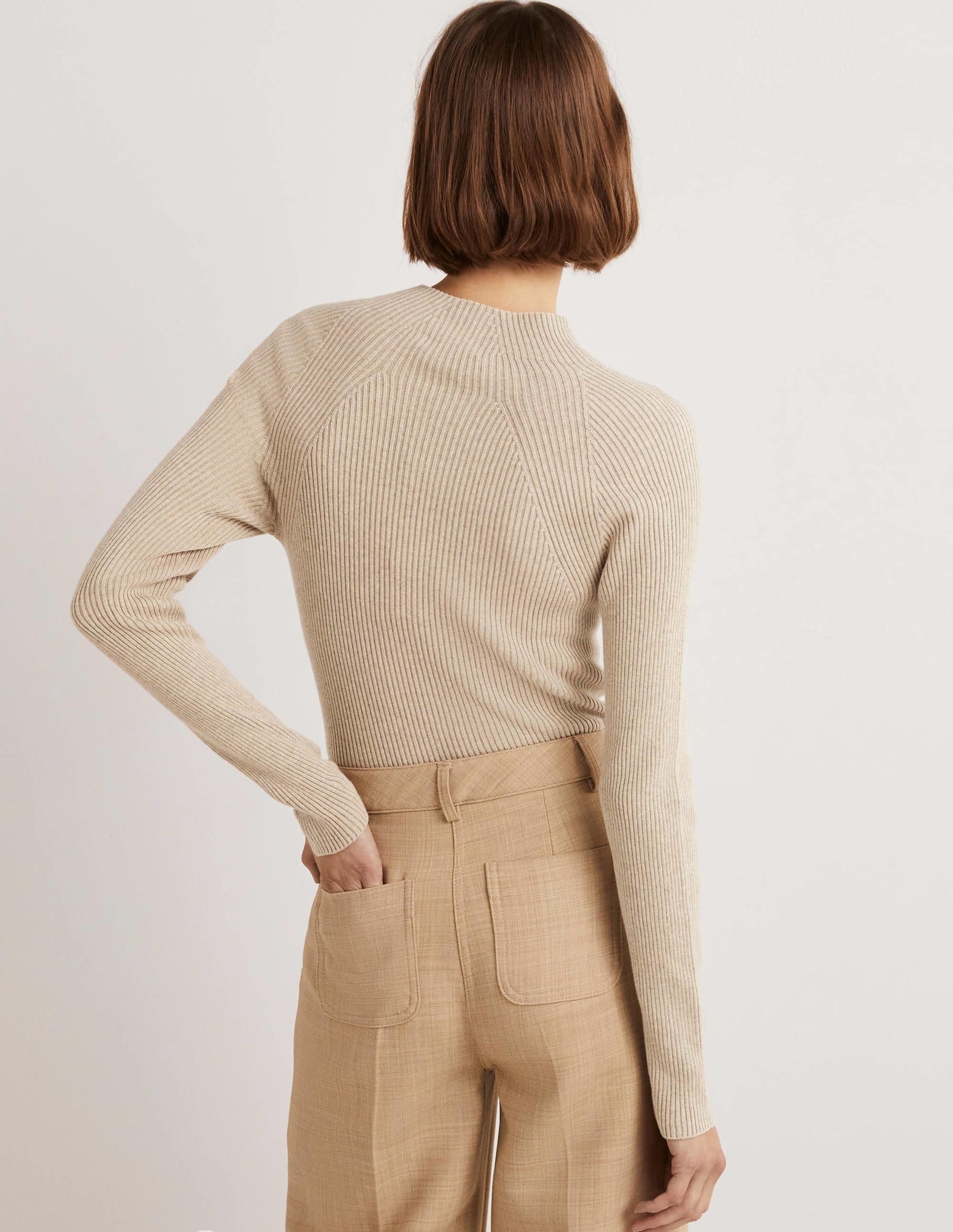 Ribbed High Neck Jumper-Chinchilla Melange - Image 3