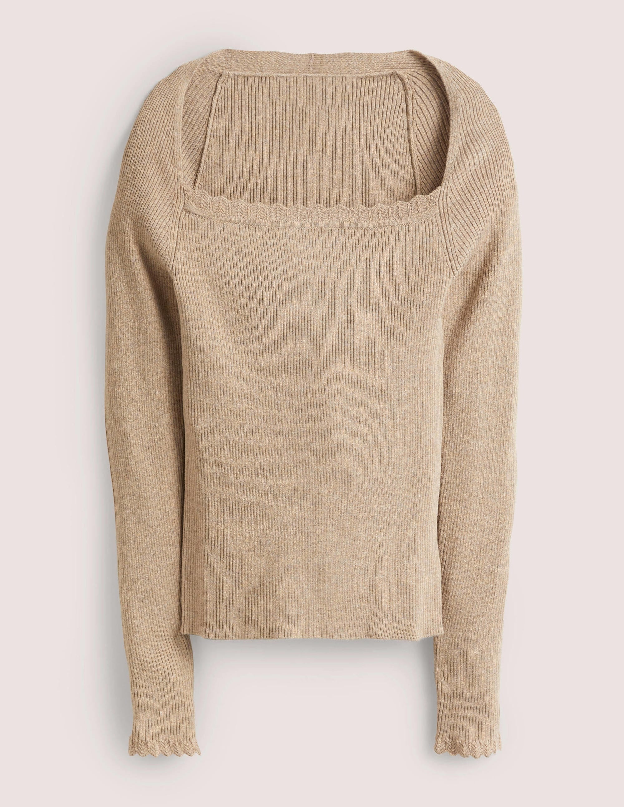 Ribbed Square Neck Knitted Top-Chinchilla Melange - Image 6