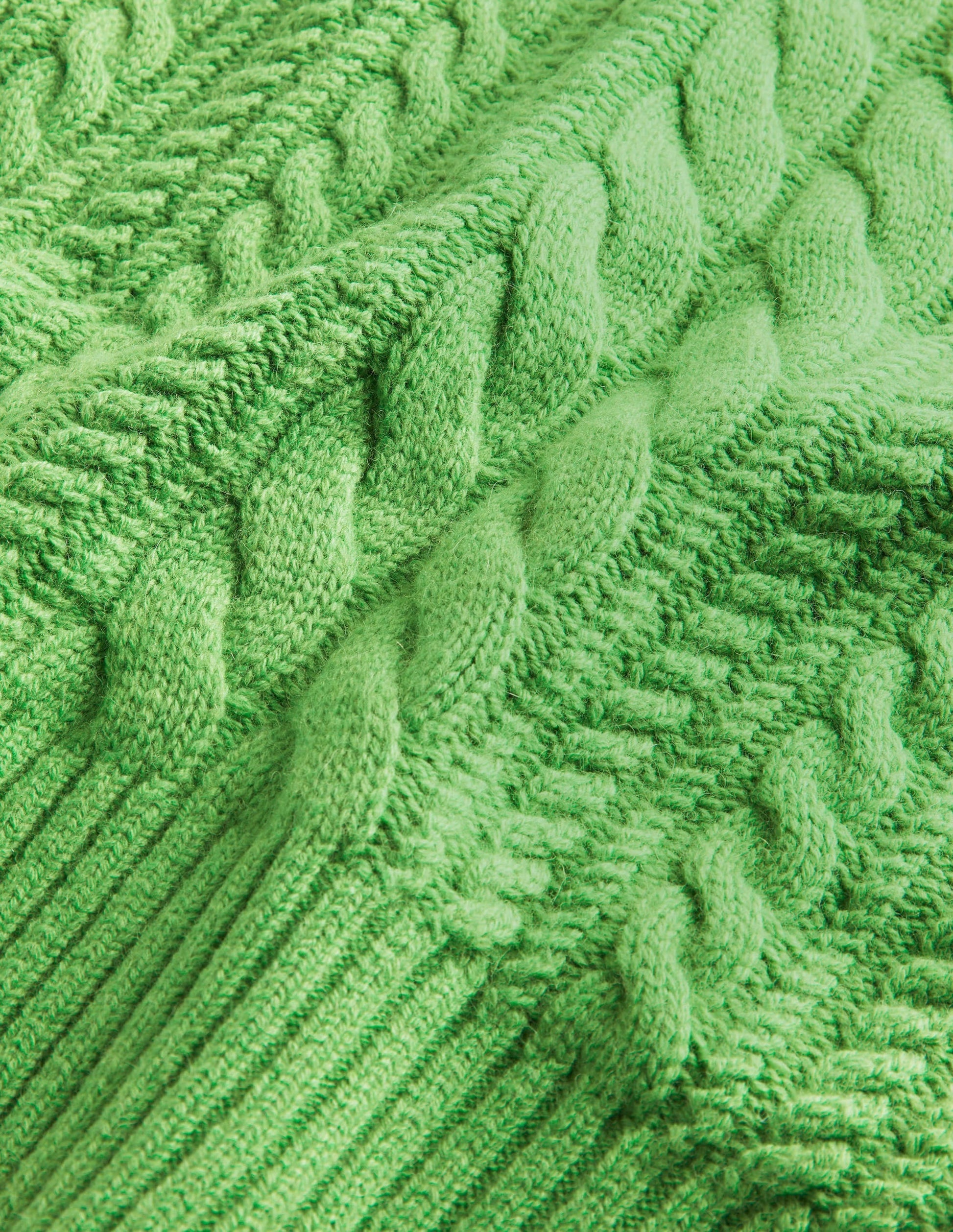 Cable Knit Jumper-Iguana Green-7