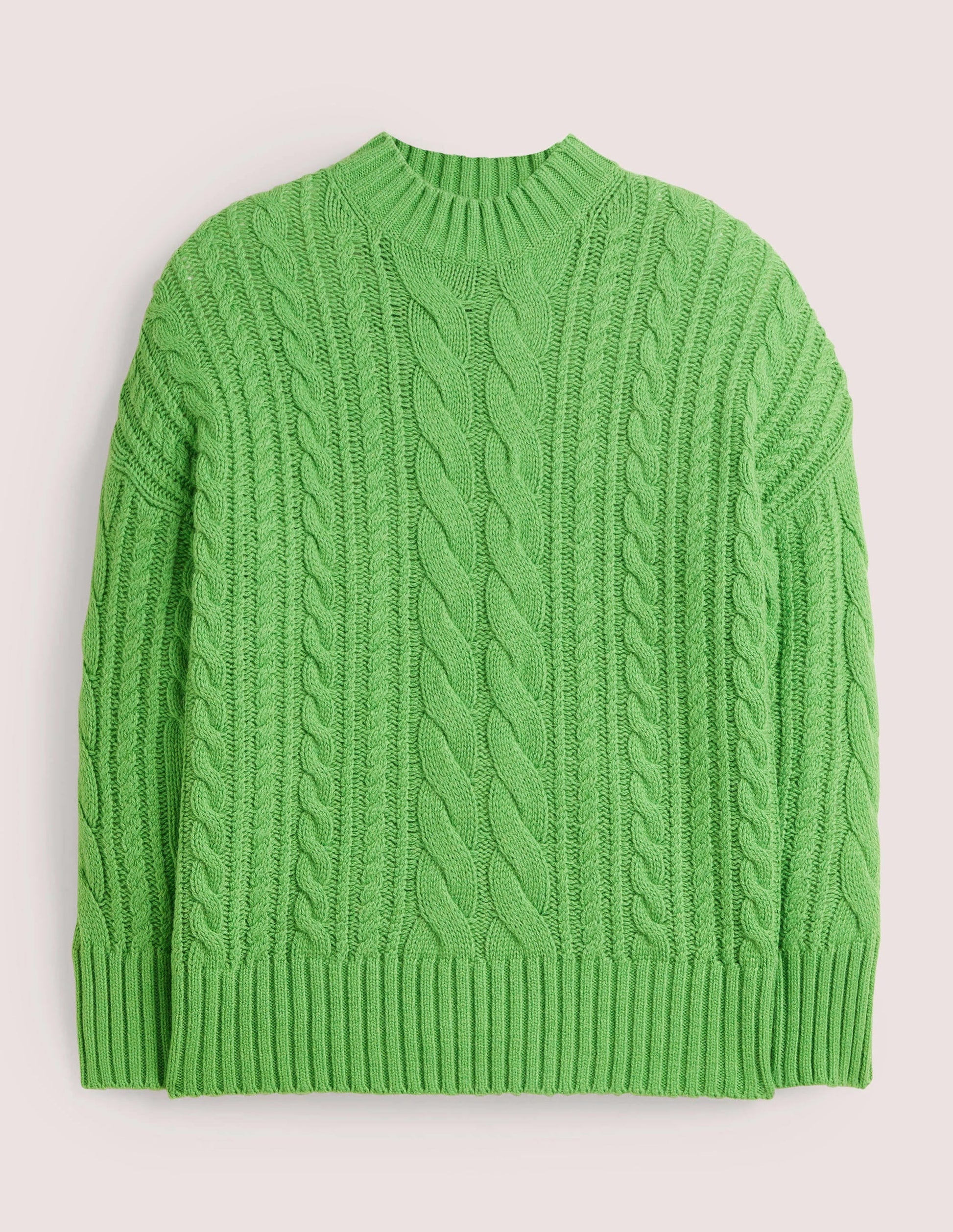 Cable Knit Jumper-Iguana Green-8