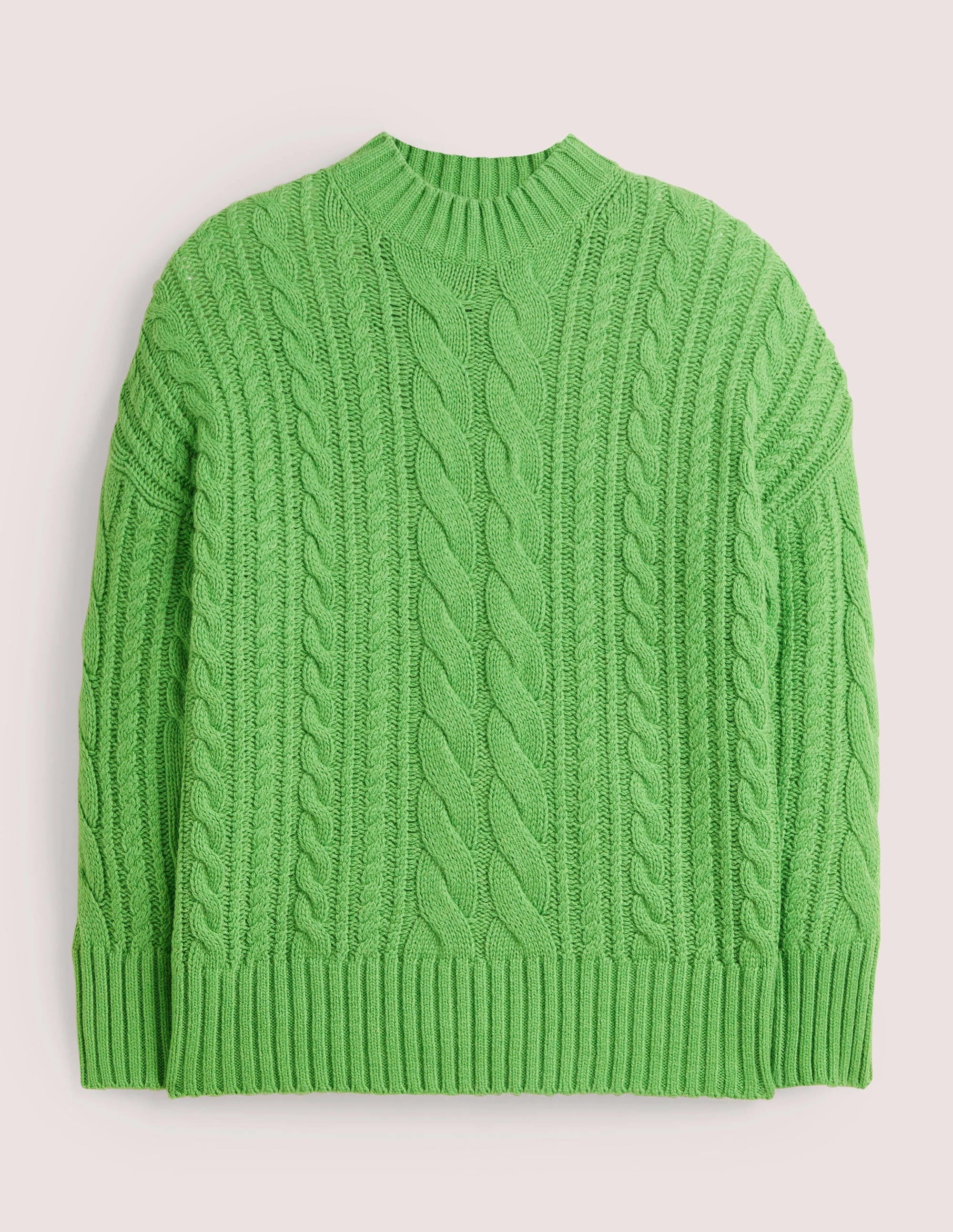 Cable Knit Jumper-Iguana Green - Image 8