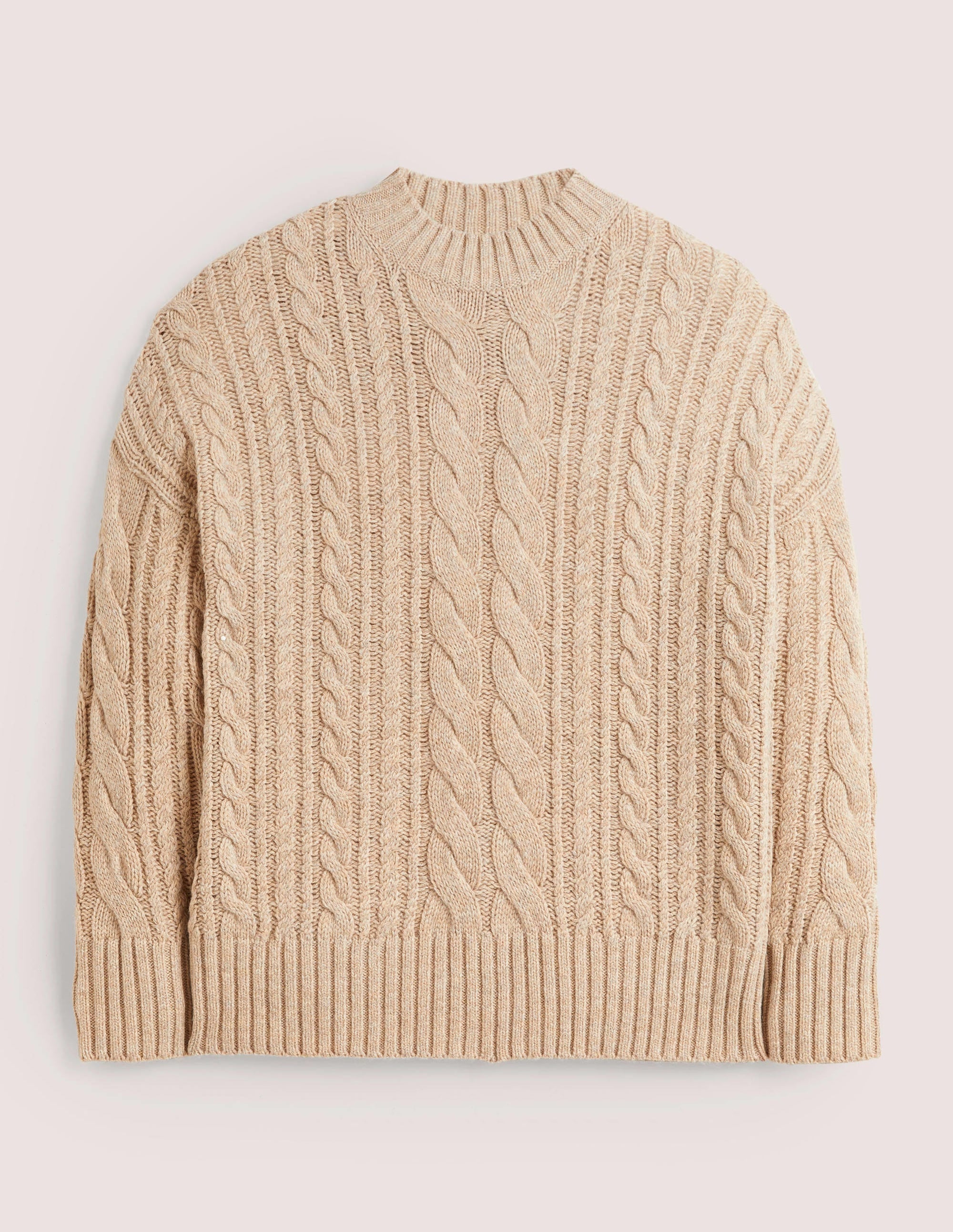 Cable Knit Jumper-Chinchilla Melange - Image 6