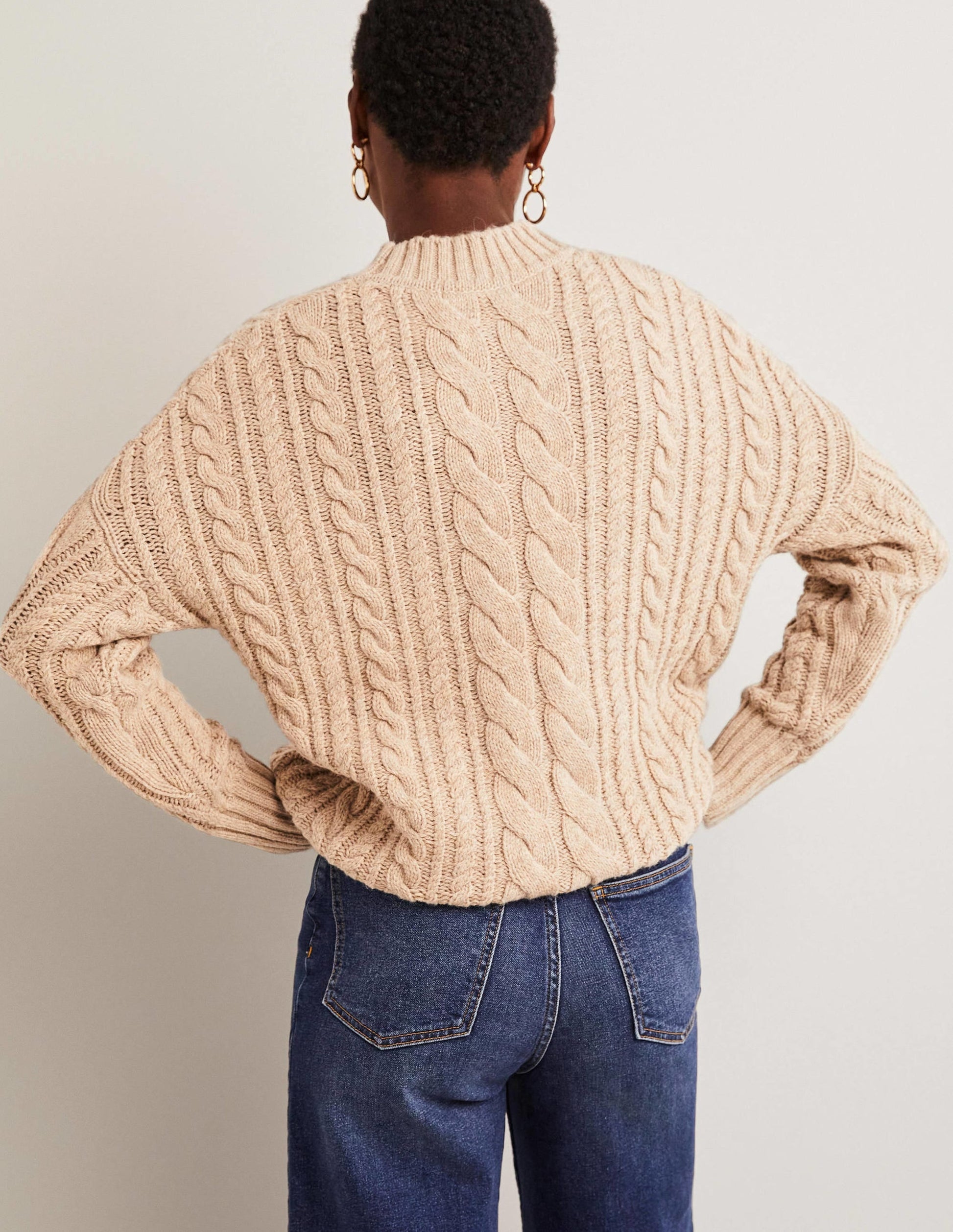 Cable Knit Jumper-Chinchilla Melange-3
