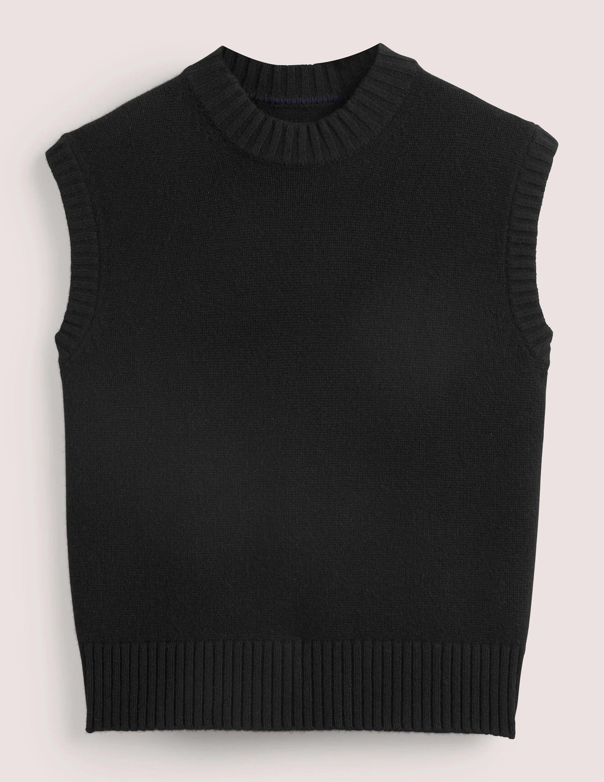 Chunky Cashmere Crew Neck Tank-Black-6