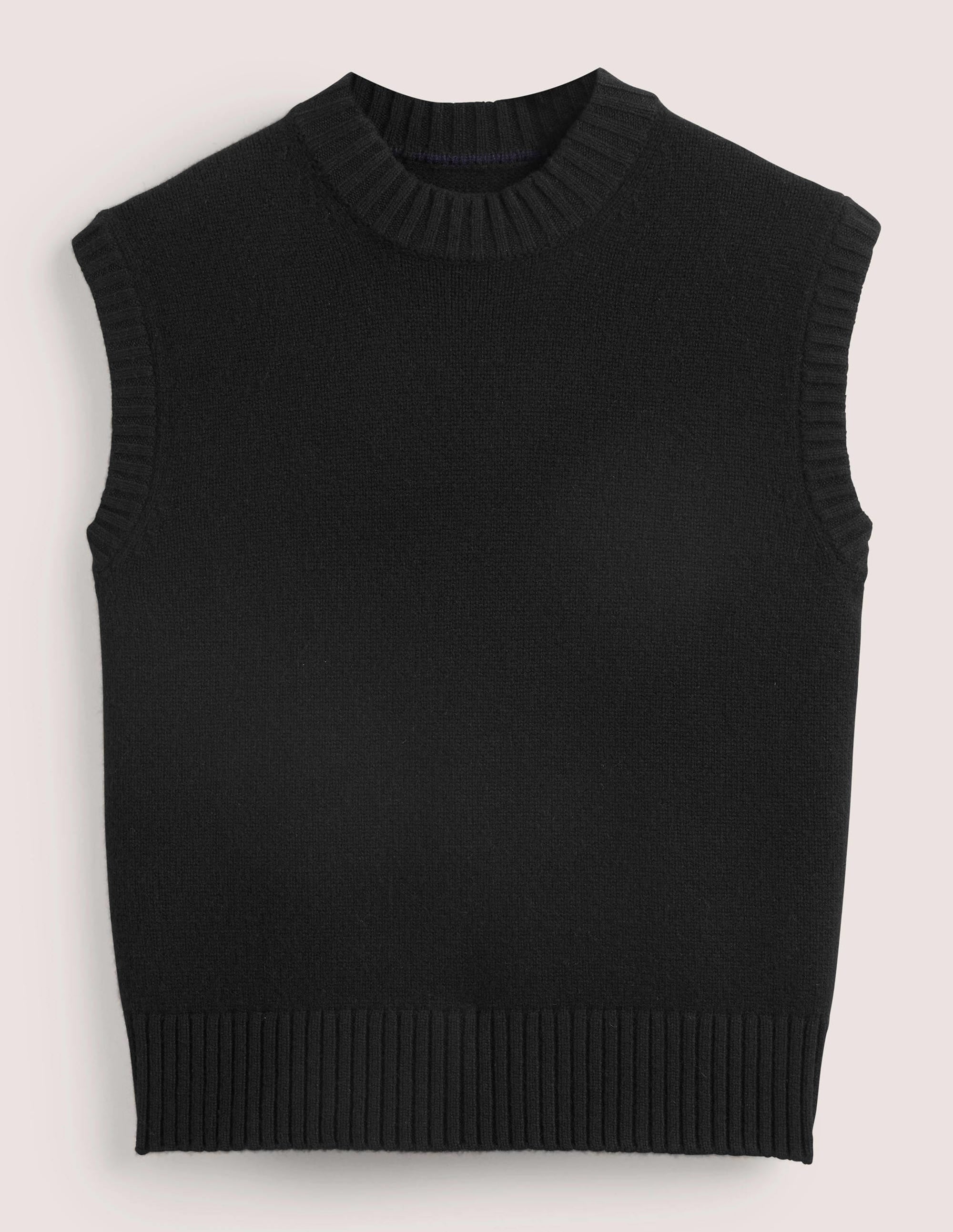 Chunky Cashmere Crew Neck Tank-Black - Image 6
