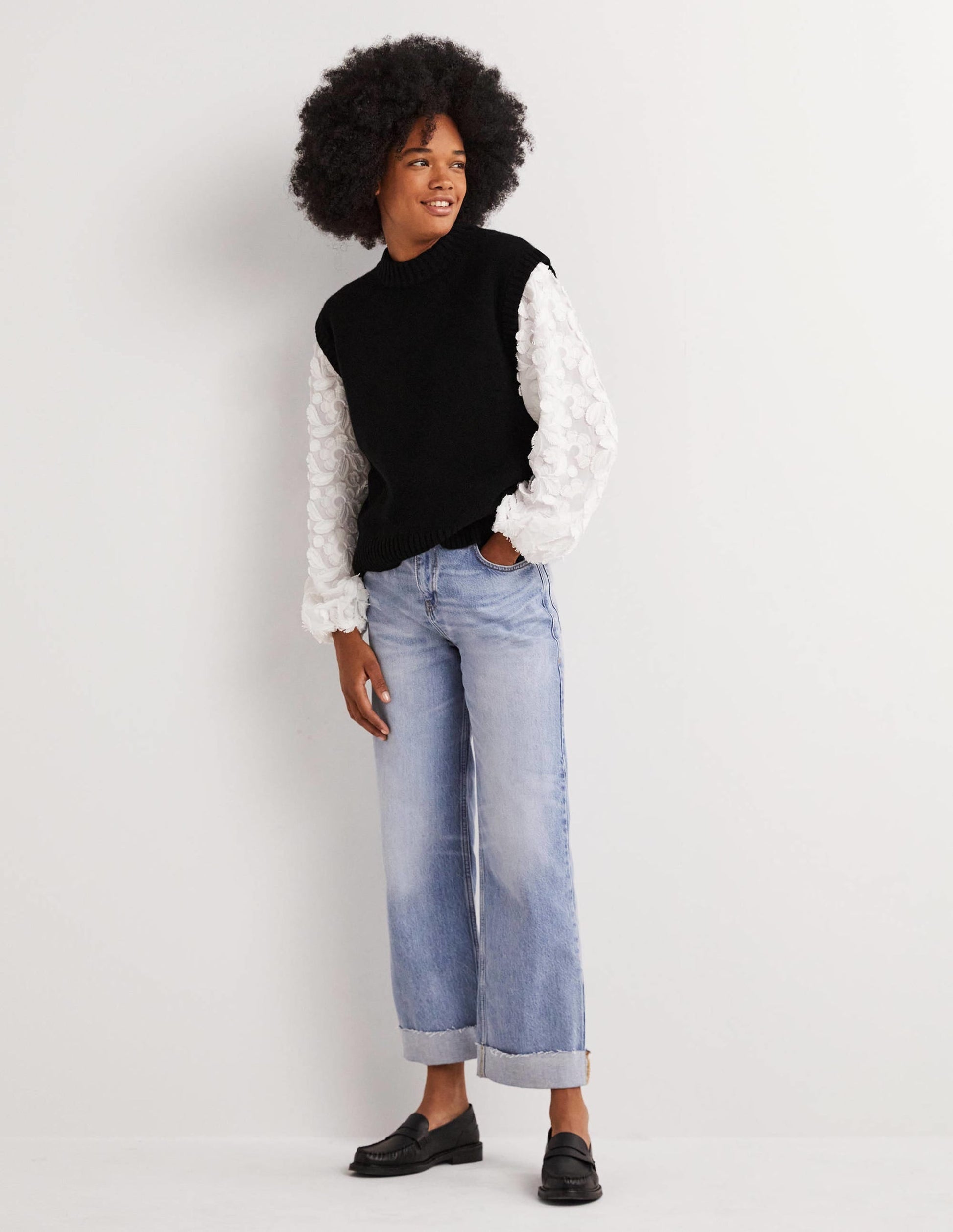 Chunky Cashmere Crew Neck Tank-Black-5