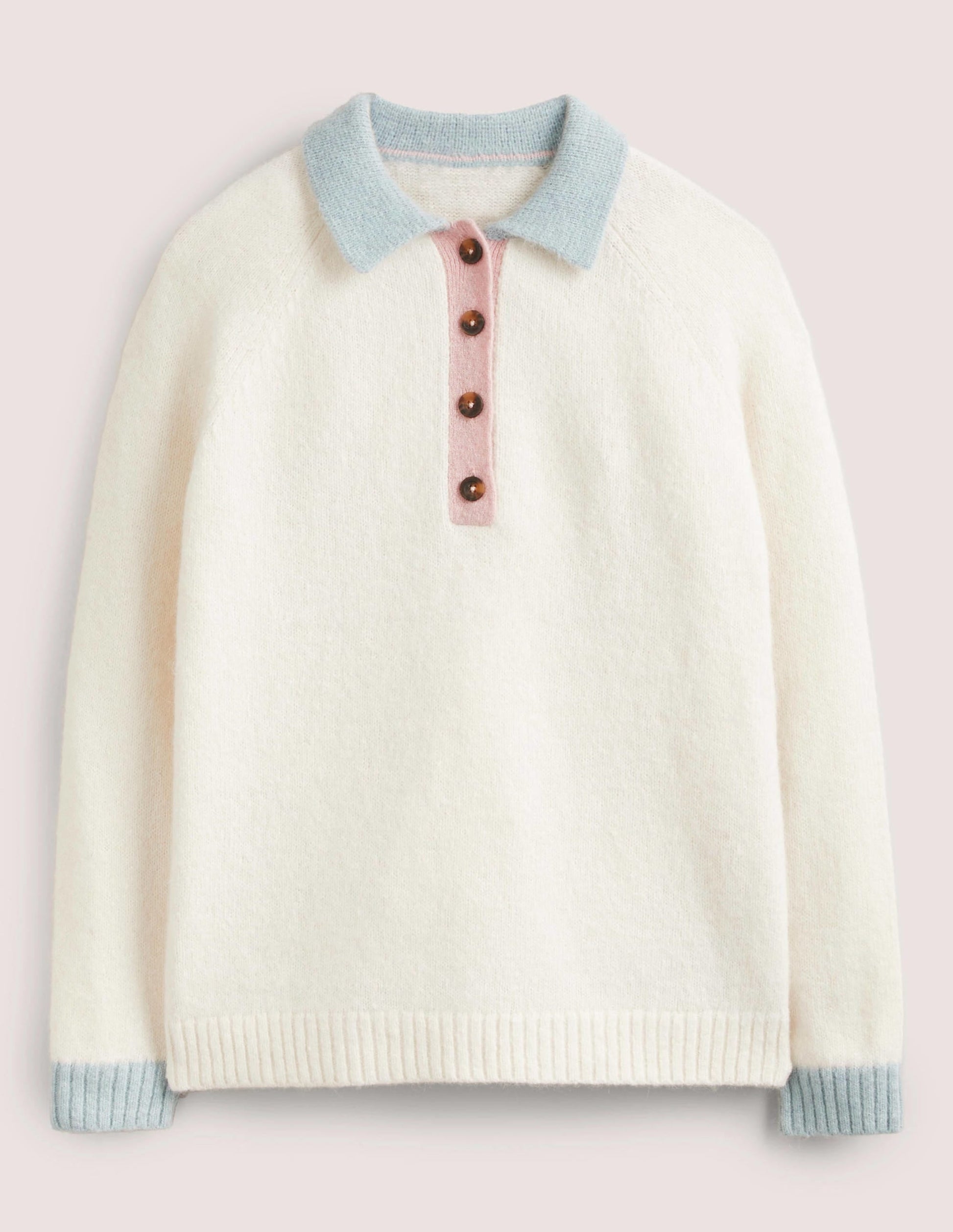 Fluffy Henley Jumper-Ivory, Surf-7