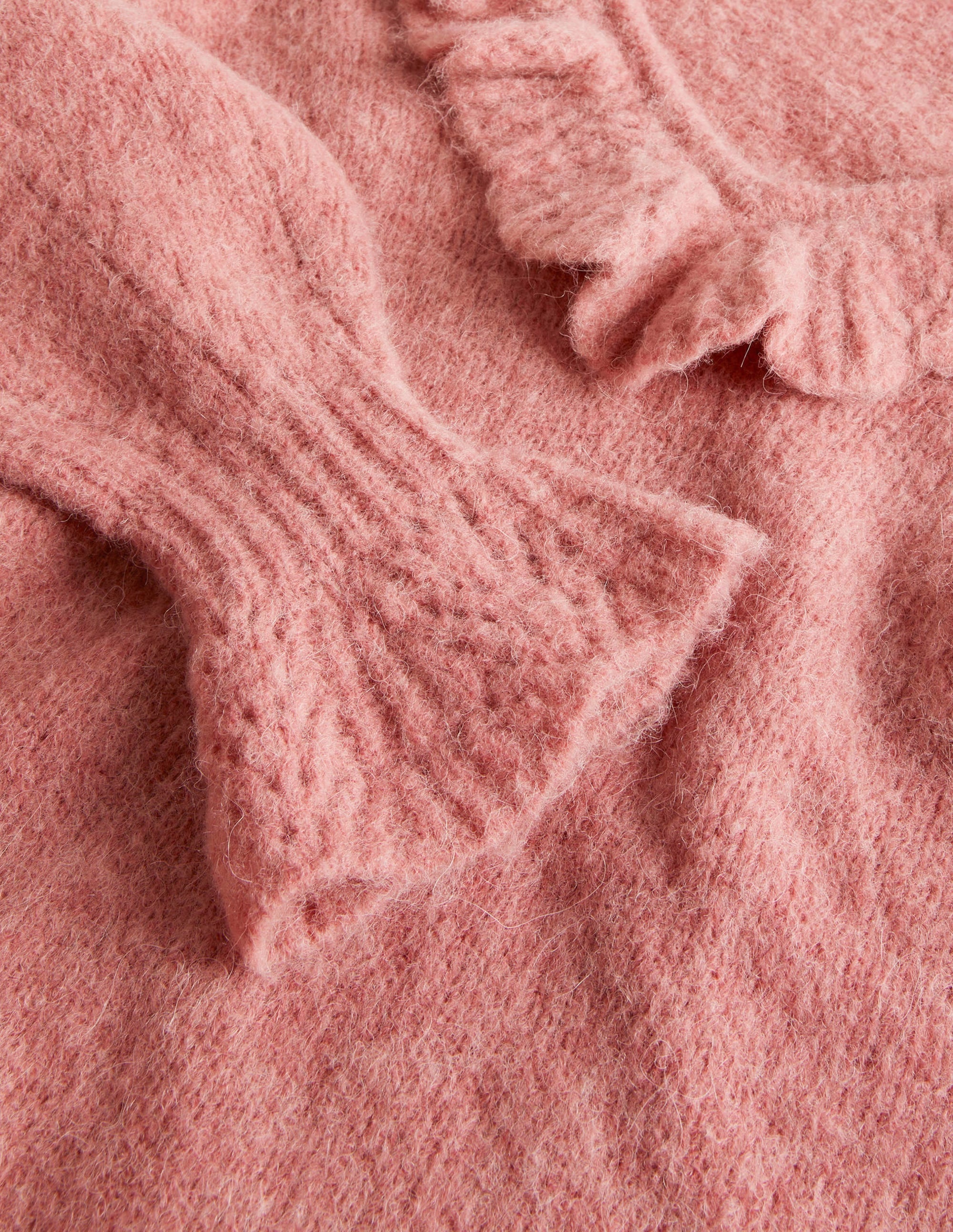 Fluffy Frill Jumper-Dusty Red Melange - Image 5