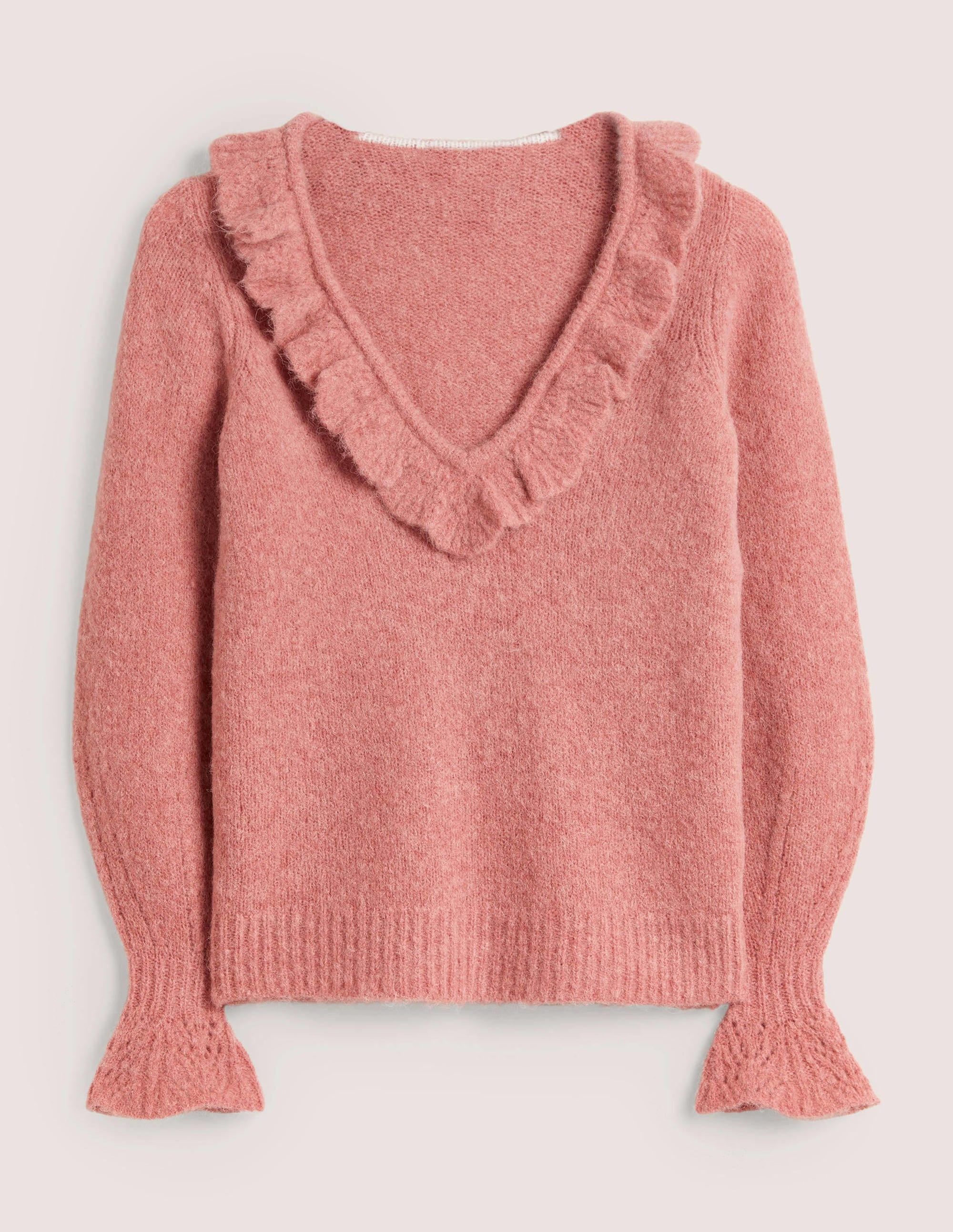 Fluffy Frill Jumper-Dusty Red Melange - Image 6