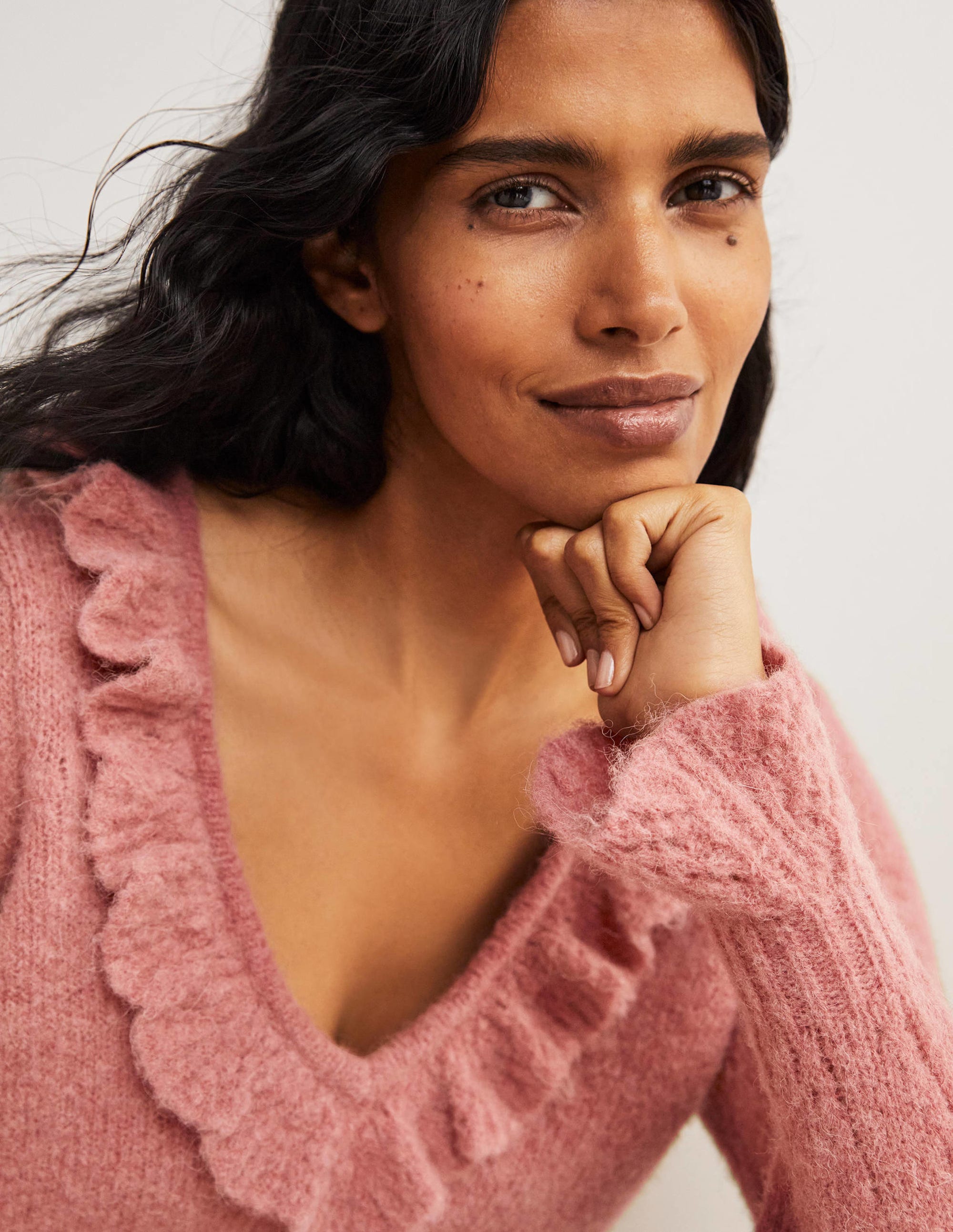 Fluffy Frill Jumper-Dusty Red Melange - Image 2