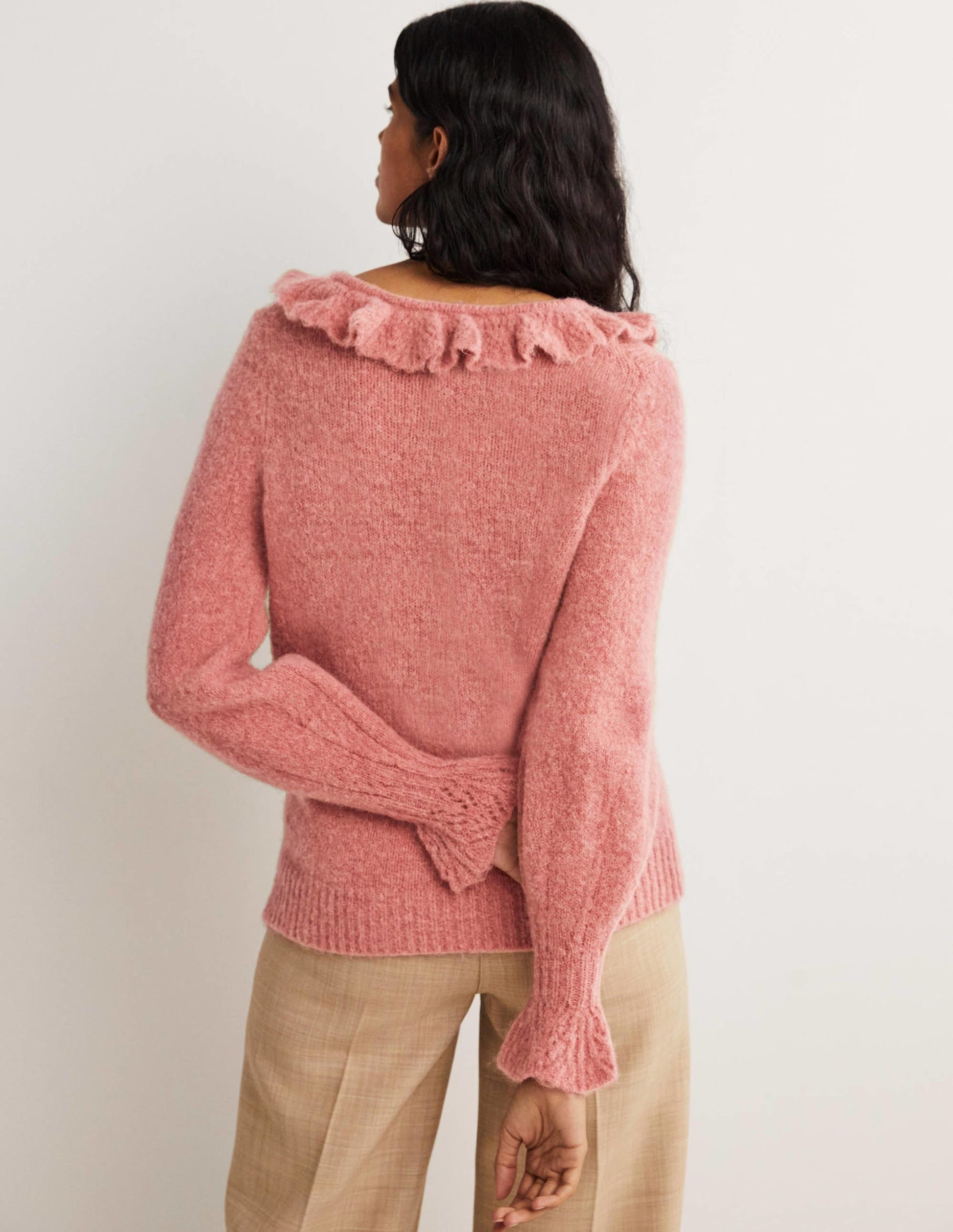 Fluffy Frill Jumper-Dusty Red Melange-3