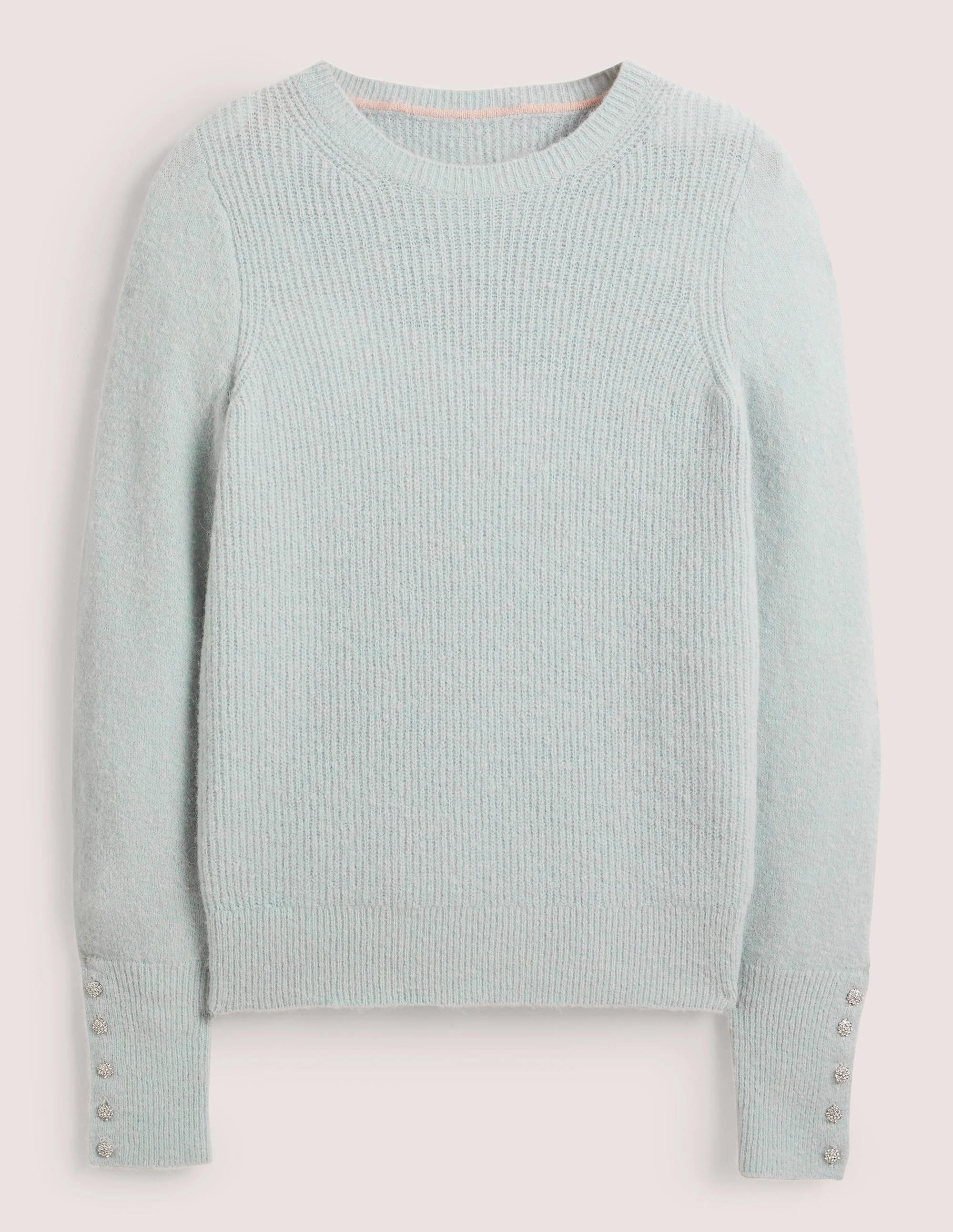 Jewel Button Fluffy Jumper-Surf Blue - Image 5