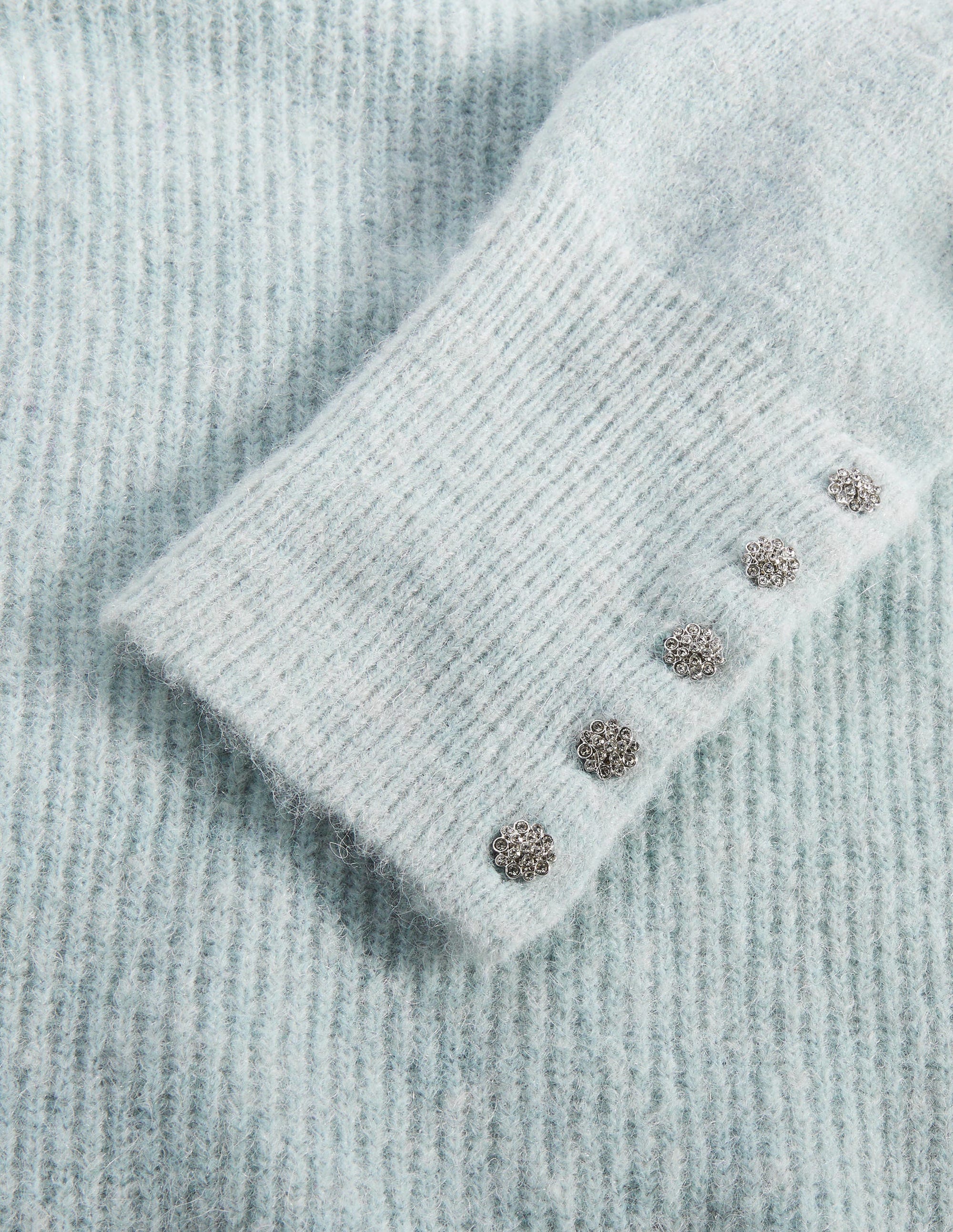 Jewel Button Fluffy Jumper-Surf Blue - Image 6