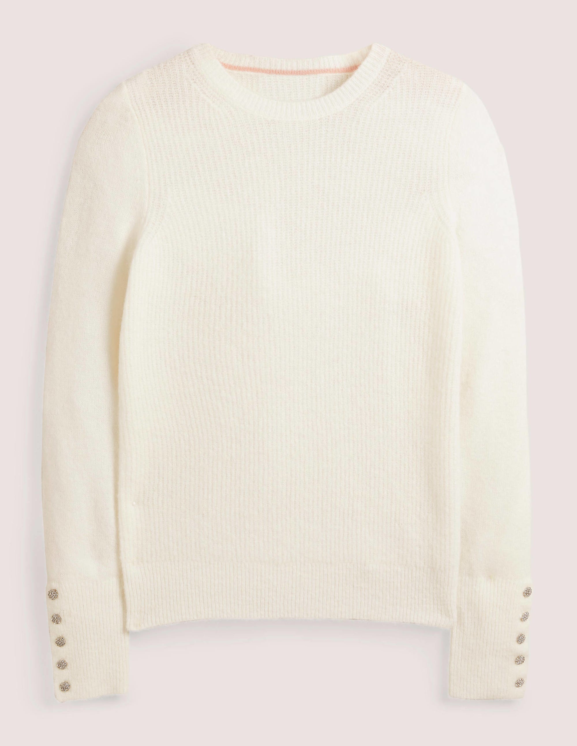 Jewel Button Fluffy Jumper-Ivory - Image 6