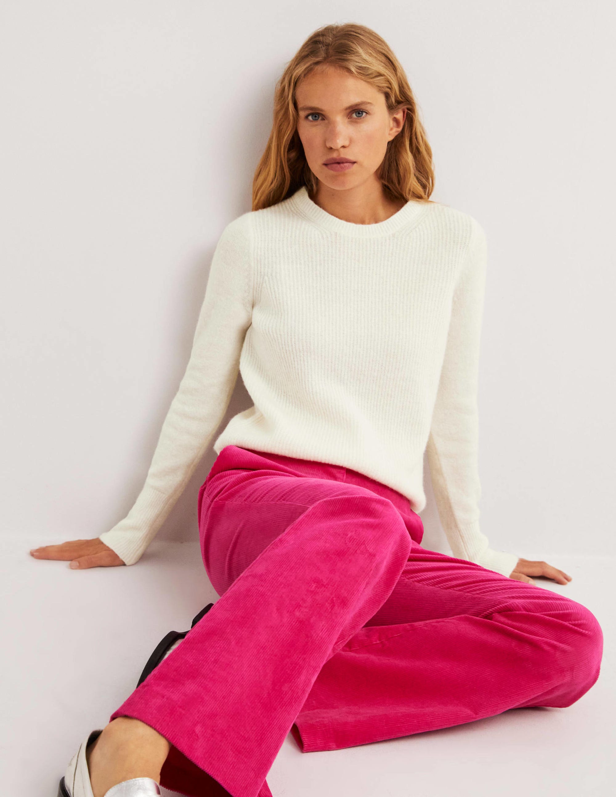 Jewel Button Fluffy Jumper-Ivory - Image 1