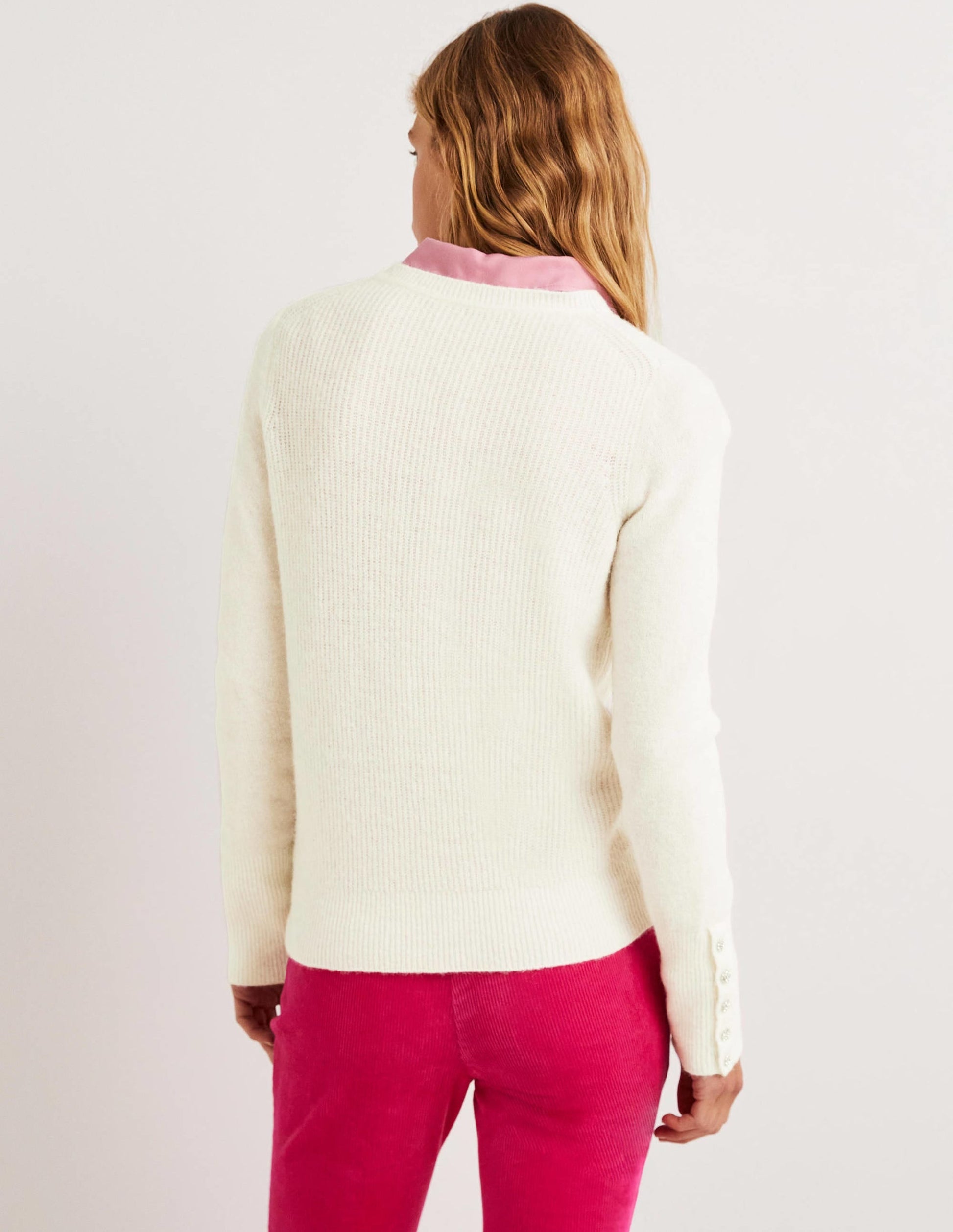 Jewel Button Fluffy Jumper-Ivory-4