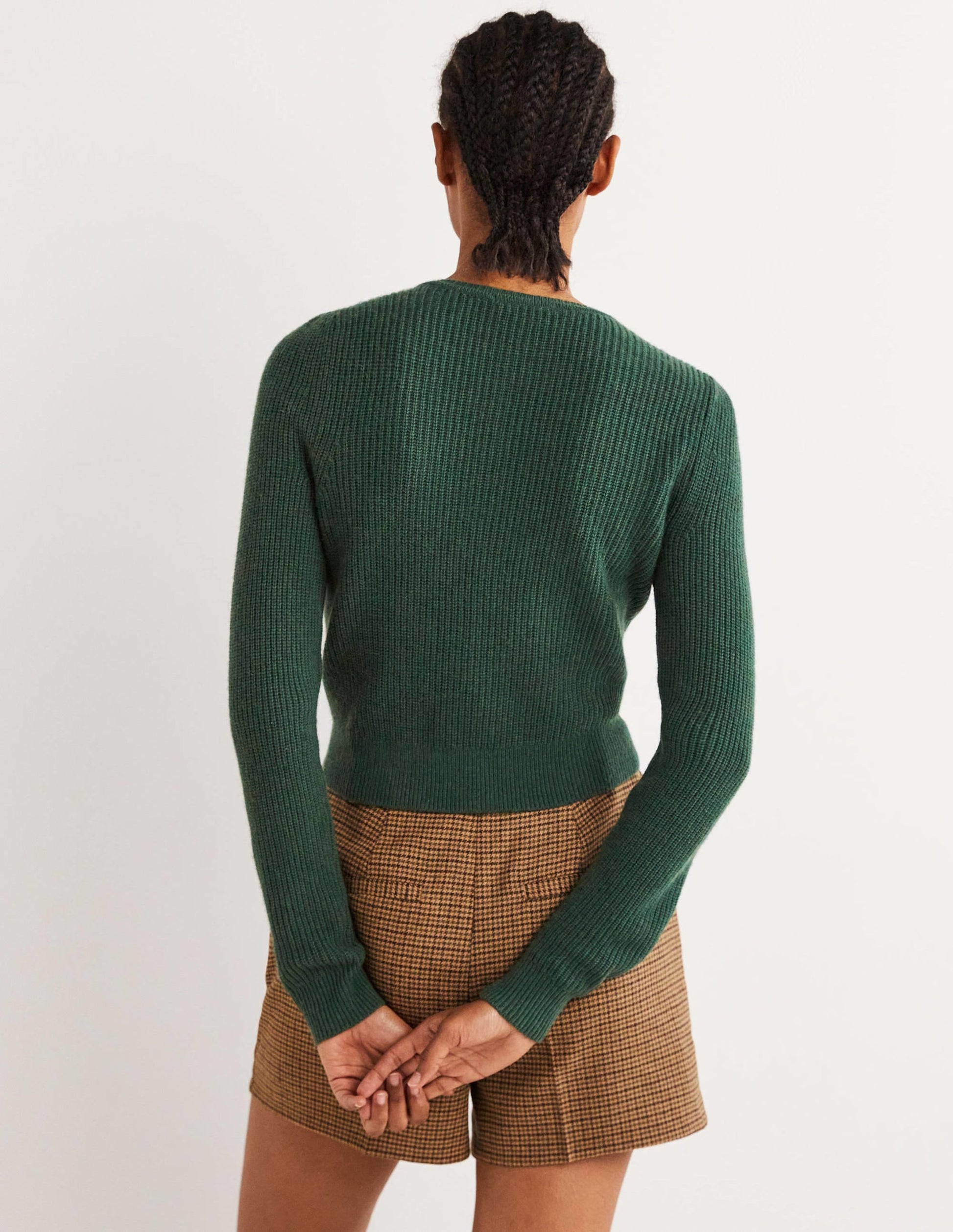 Embellished Ribbed Cardigan-Trekking Green-3