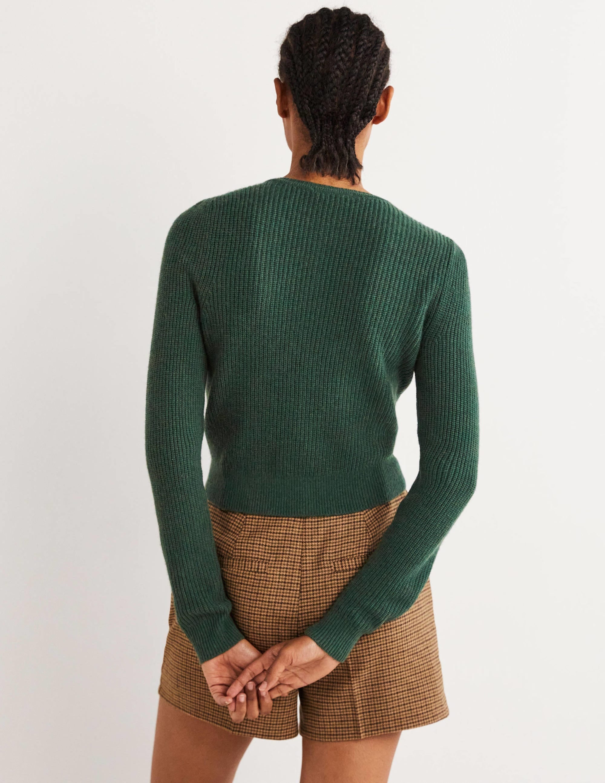 Embellished Ribbed Cardigan-Trekking Green - Image 3