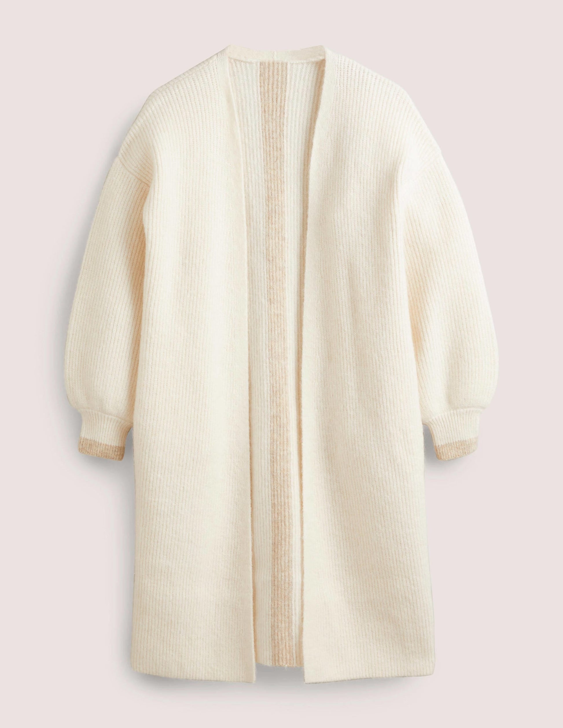 Longline Fluffy Cardigan-Warm Ivory, Oatmeal-6