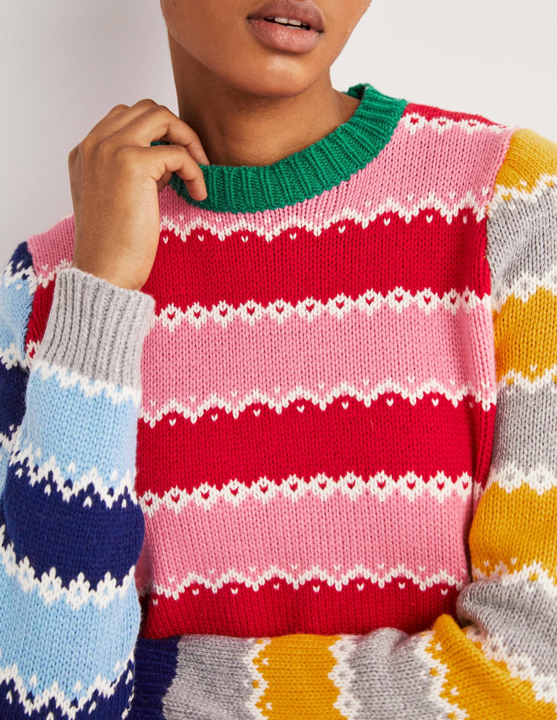 Chunky Christmas Jumper-Multi Stripe Hotchpotch-2