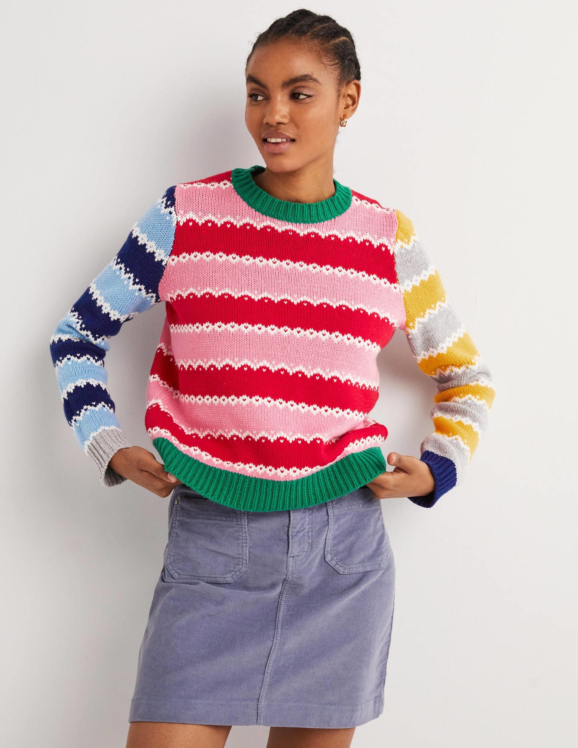 Chunky Christmas Jumper-Multi Stripe Hotchpotch-4